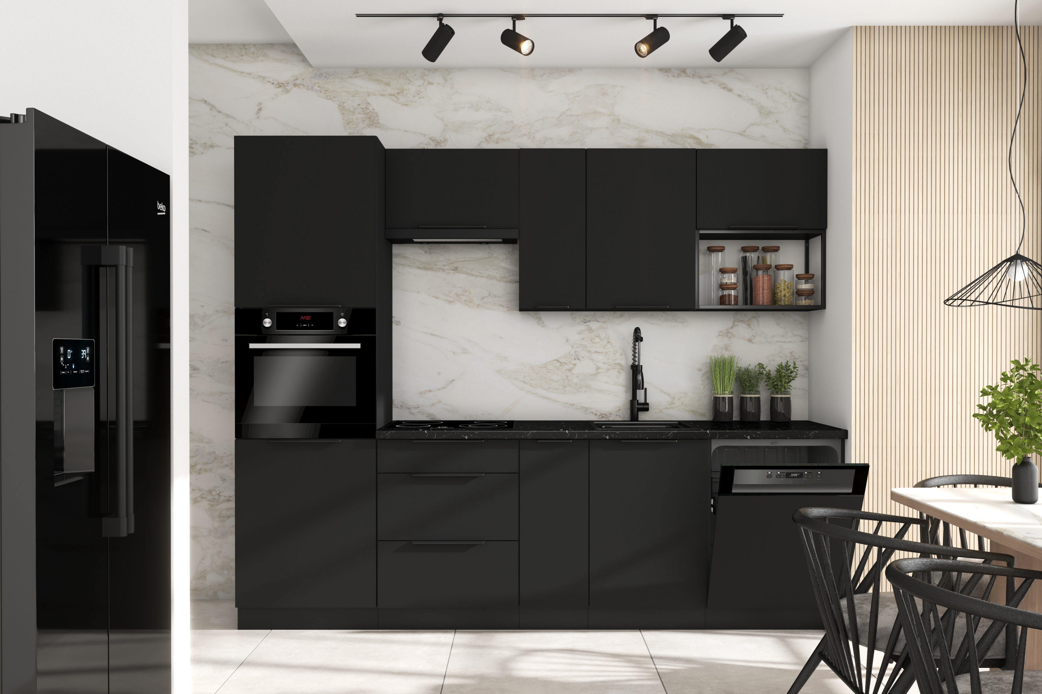 Vysoká kuchyňská skříňka Armonza 60 DK-210 dvoudveřová - černý mat vysoká skříňka kuchenny Armonza 60 DK-210 dvoudveřový - černá mat