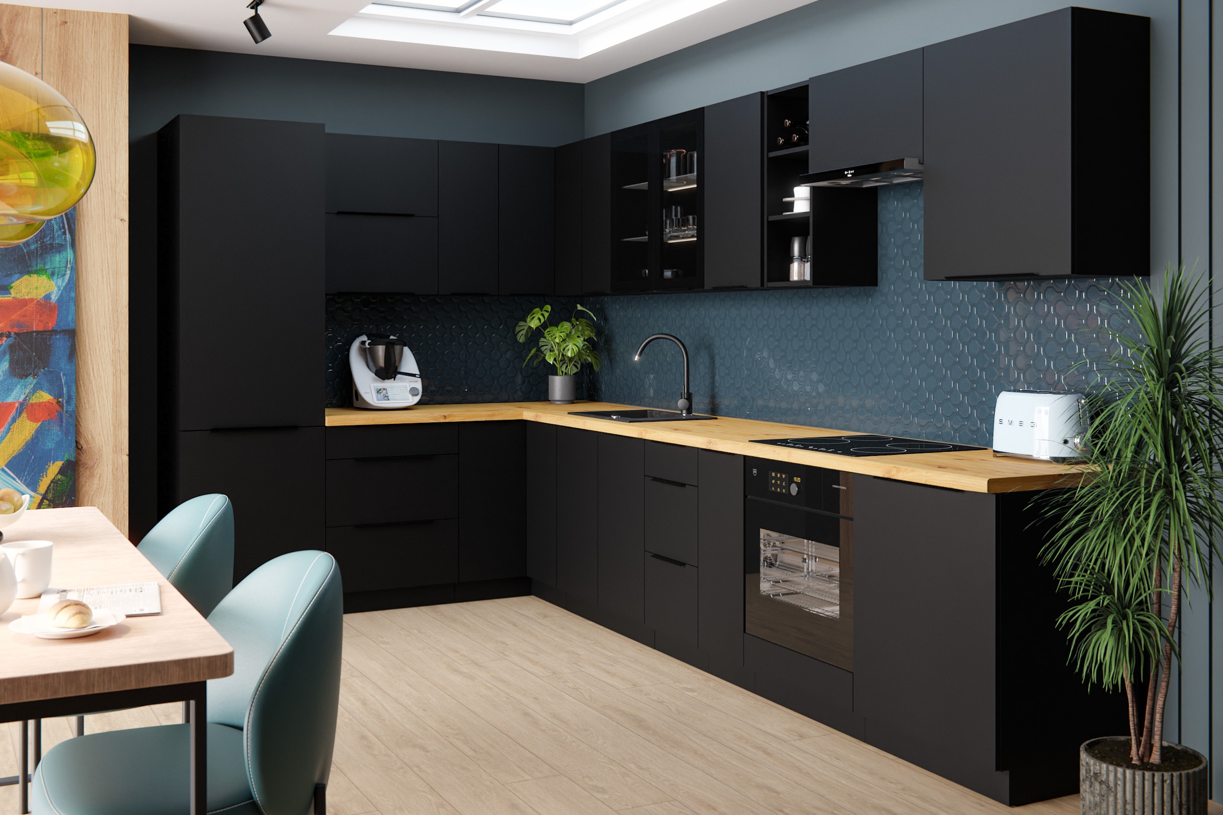 Vysoká kuchyňská skříňka Armonza 60 DK-210 dvoudveřová - černý mat vysoká skříňka kuchenny Armonza 60 DK-210 dvoudveřový - černá mat