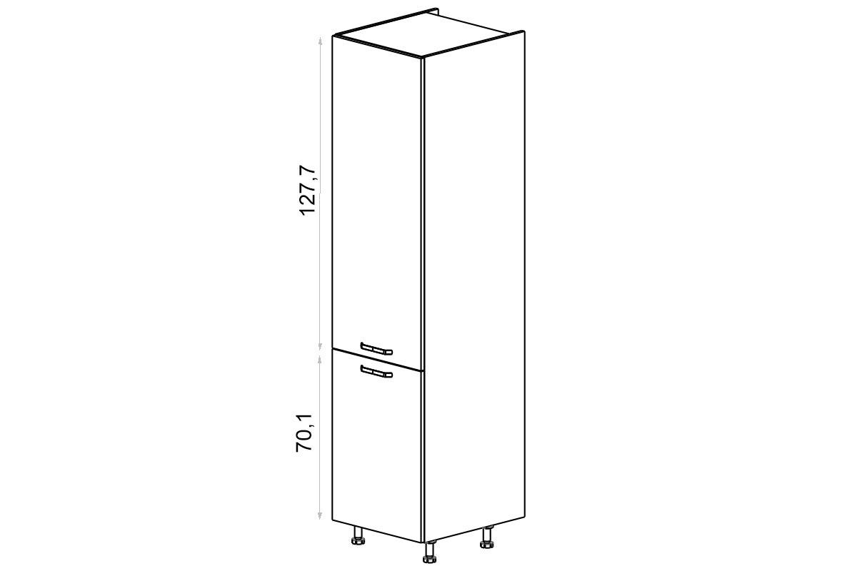 Kuchynský stĺpik Kammono F SD50D2/71 dvojdverový regál Kuchynský  KAMMONO F SD50D2/71 dvojdverový