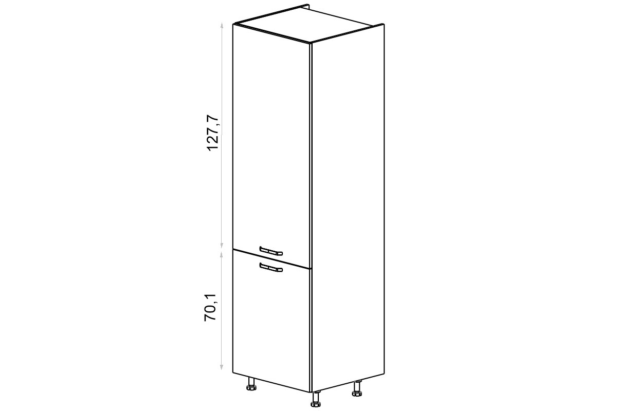 Kuchynský stĺpik Kammono F SD60D2/71 dvojdverový regál Kuchynský  KAMMONO F SD60D2/71 dvojdverový