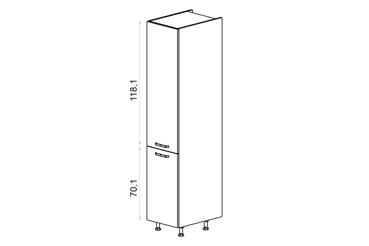 Kuchynský stĺpik Kammono F SD60D2 dvojdverový regál Kuchynský  KAMMONO F SD60D2 dvojdverový
