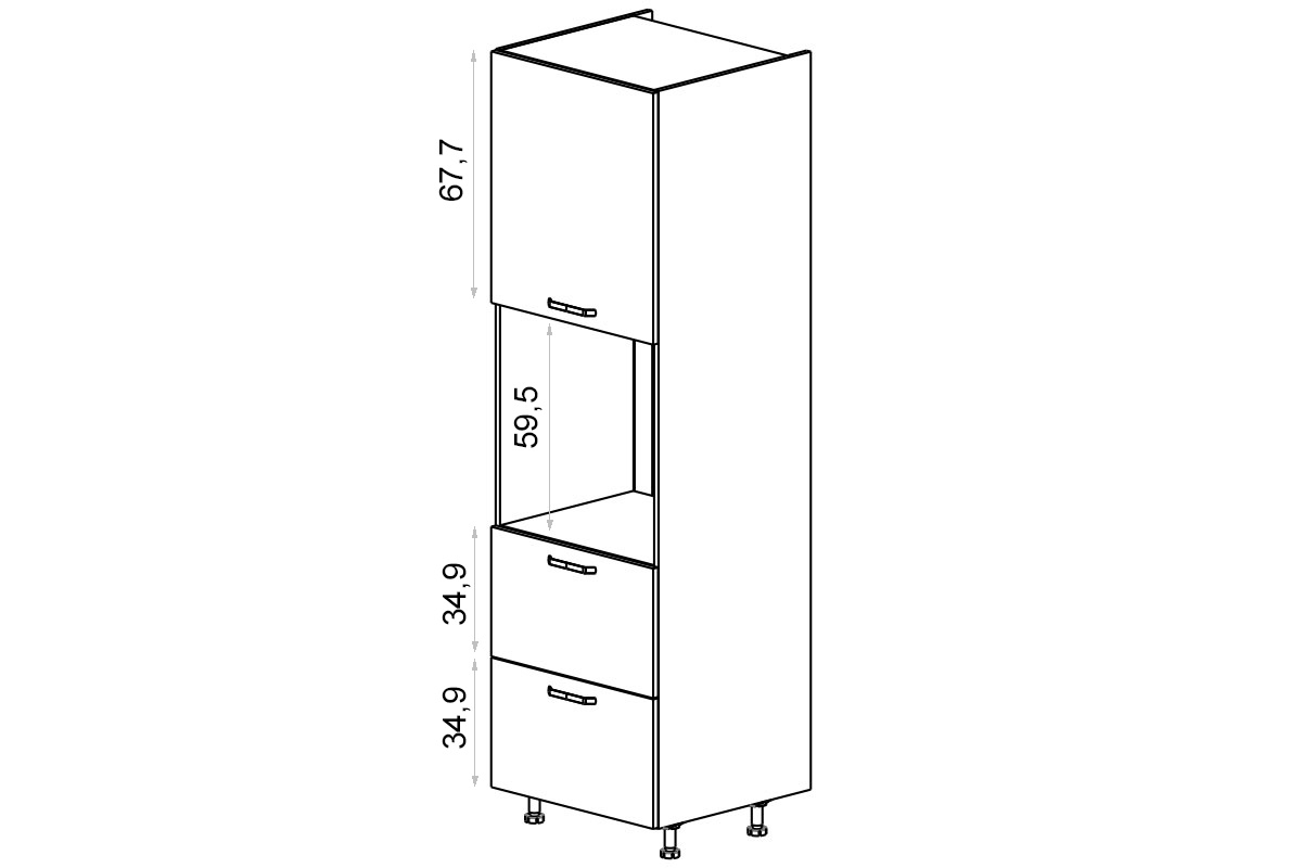 Vysoká kuchyňská skříň Kammono K2 SDP60SS2/71 pro vestavbu trouby vysoká skříňka kuchenny KAMMONO K2 SDP60SS2/71 pro zabudowy piekarnika
