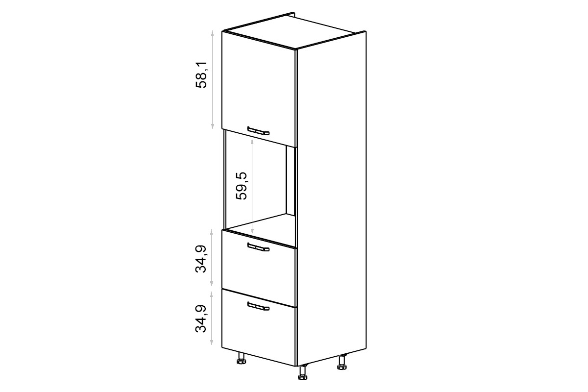 KAMMONO K2 BLACK SDP60SS2 - skrinka na vstavanú rúru regál Kuchynský  KAMMONO K2 SDP60SS2 pre vstavanu ruru