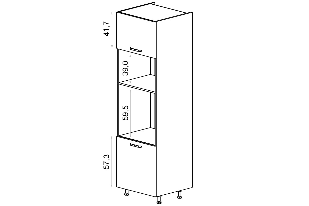 Vysoká kuchyňská skříň Kammono K2 SPM60/71 pro vestavbu trouby a mikrovlnné trouby vysoká skříňka kuchenny KAMMONO K2 SPM60/71 pro zabudowy piekarnika i mikrofalowki