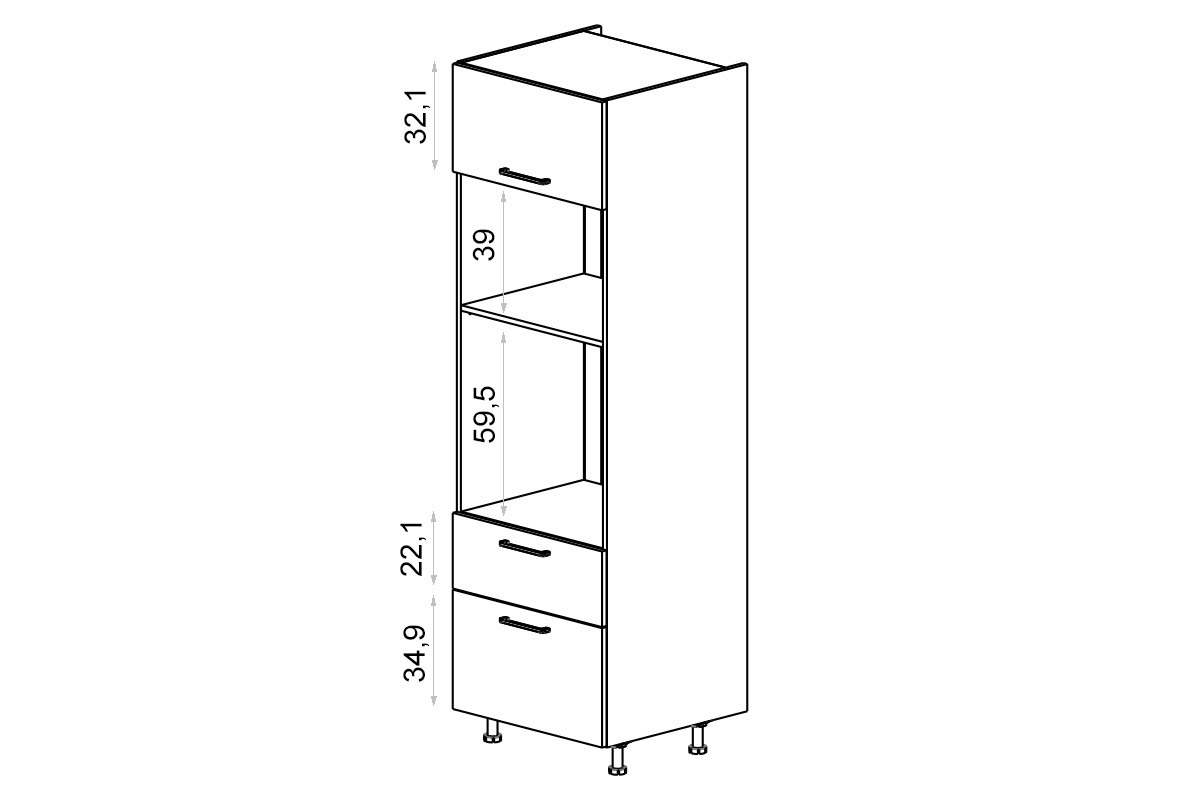 Vysoká kuchyňská skříň Kammono K2 SPM60SS2/71 pro vestavbu trouby a mikrovlnné trouby vysoká skříňka kuchenny KAMMONO K2 SPM60SS2/71 pro zabudowy piekarnika i mikrofalowki