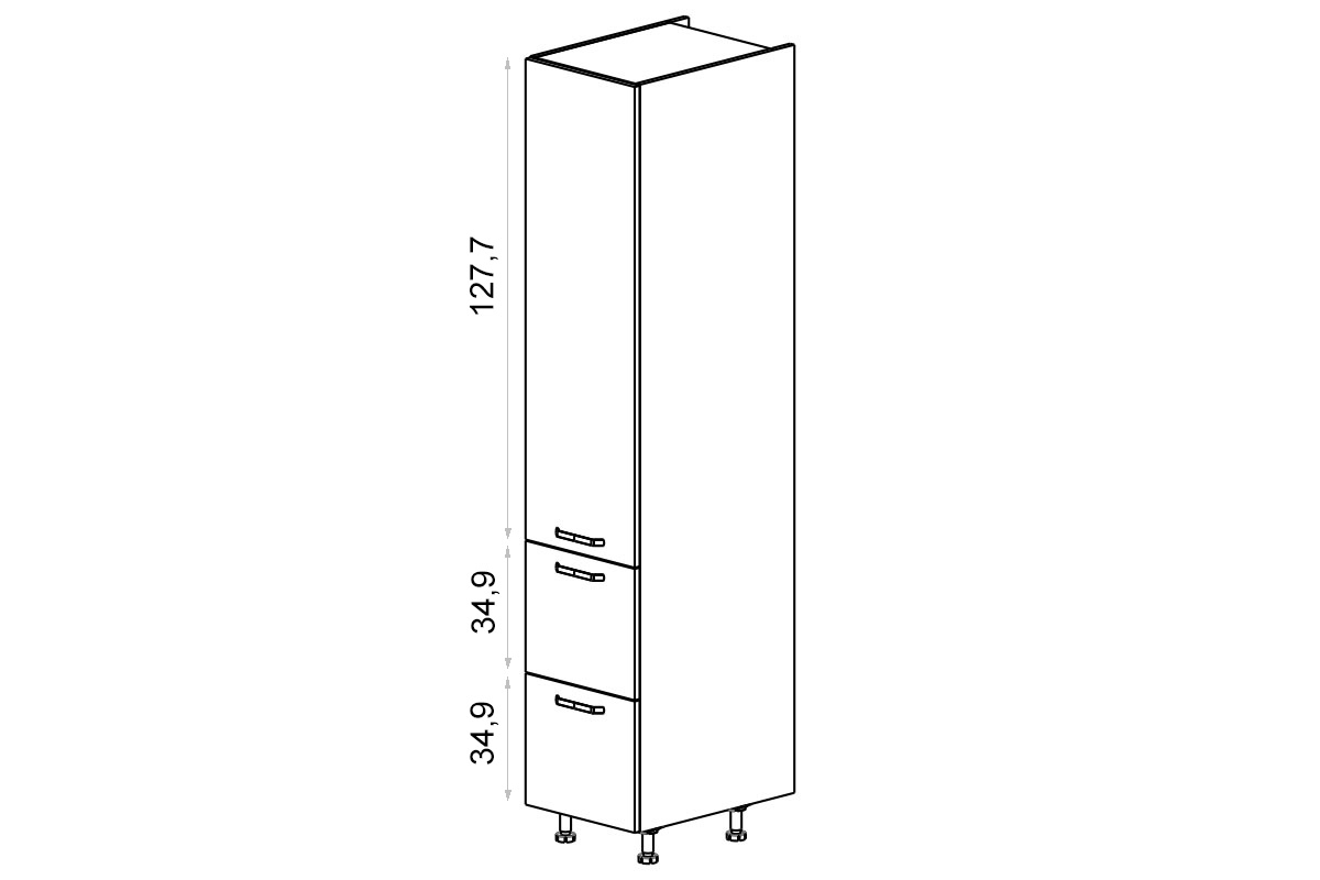 vysoká skříňka kuchenny KAMMONO P2 SD40SS2/71 jednodveřový z dwiema zásuvkami vysoká skříňka kuchenny KAMMONO P2 SD40SS2/71 jednodveřový z dwiema zásuvkami