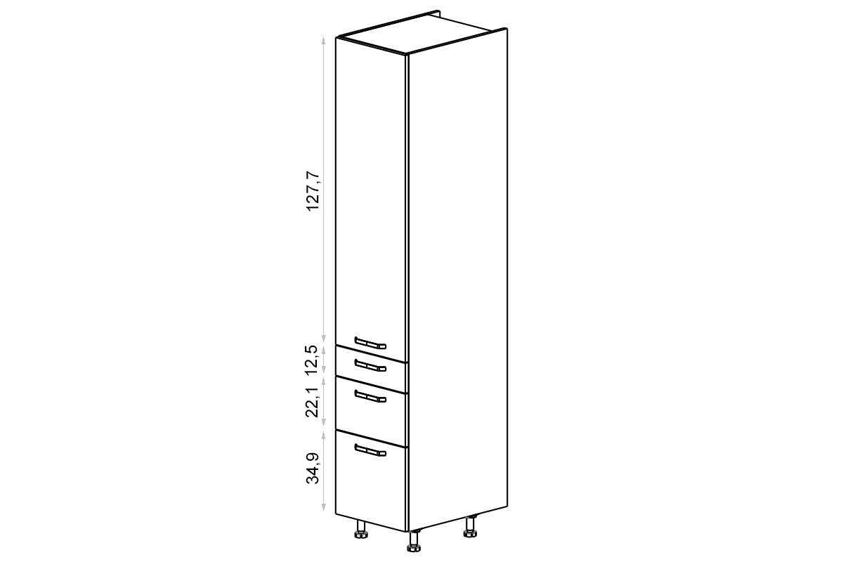 regál Kuchynský  KAMMONO P2 SD40SS3/71 jednodverový s tromi zásuvkami regál Kuchynský  KAMMONO P2 SD40SS3/71 jednodverový s tromi zásuvkami