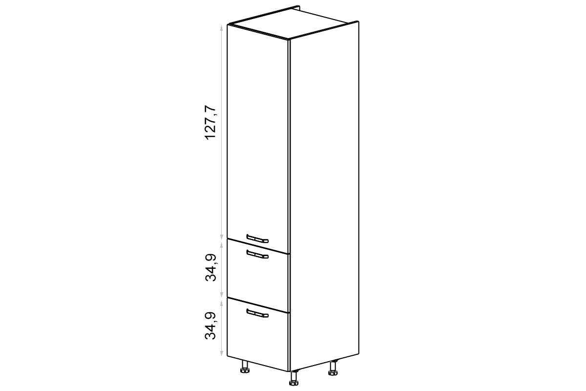 vysoká skříňka kuchenny KAMMONO P2 SD50SS2/71 jednodveřový z dwiema zásuvkami vysoká skříňka kuchenny KAMMONO P2 SD50SS2/71 jednodveřový z dwiema zásuvkami