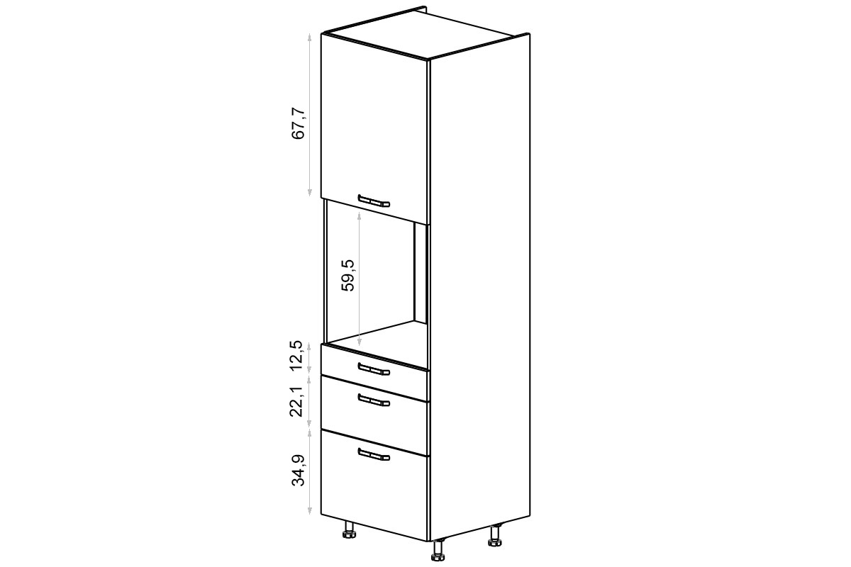 regál Kuchynský  KAMMONO P2 SDP60SS3/71 pre vstavanu ruru regál Kuchynský  KAMMONO P2 SDP60SS3/71 pre vstavanu ruru