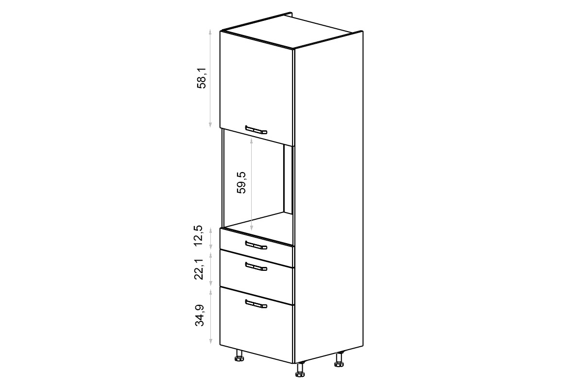 regál Kuchynský  KAMMONO P2 SDP60SS3 pre vstavanu ruru regál Kuchynský  KAMMONO P2 SDP60SS3 pre vstavanu ruru