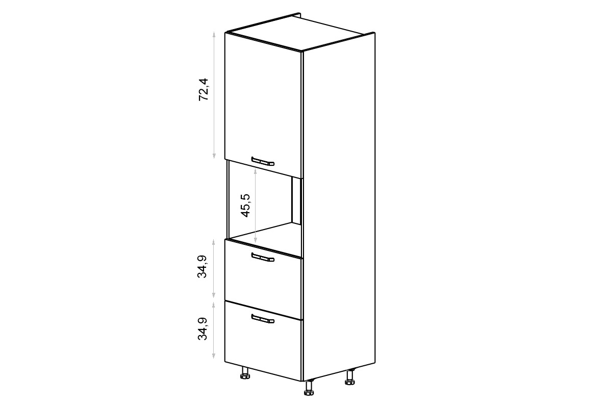 vysoká skříňka kuchenny KAMMONO P2 SDPK60SS2 do zabudowy kompaktowego piekarnika vysoká skříňka kuchenny KAMMONO P2 SDPK60SS2 do zabudowy kompaktowego piekarnika