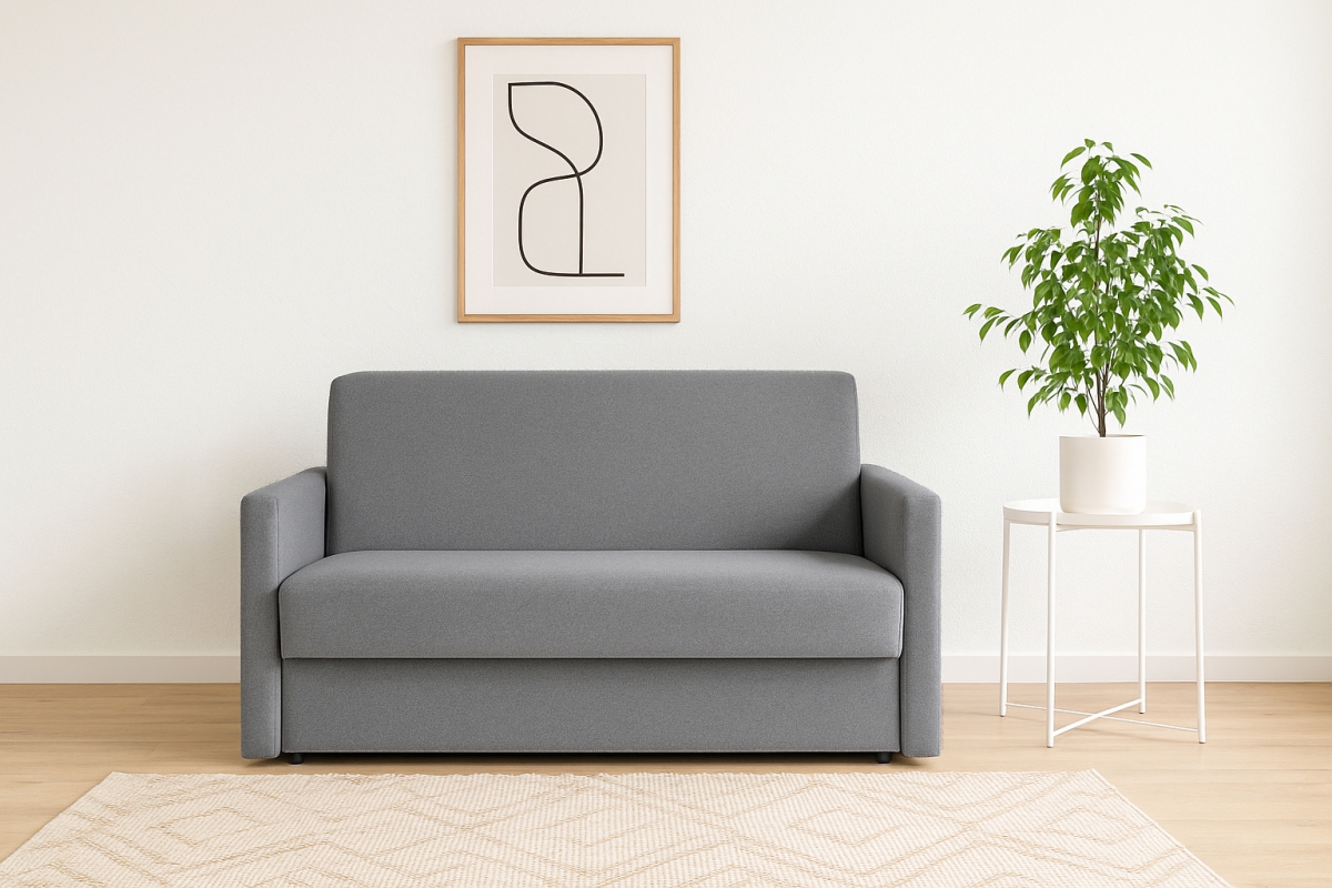 Rozkladacia pohovka Jolka 140 – sivá pletenina Porto 34 Pohovka Amerika Jolka 140 rozkladana - šedá plecionka Porto 34 