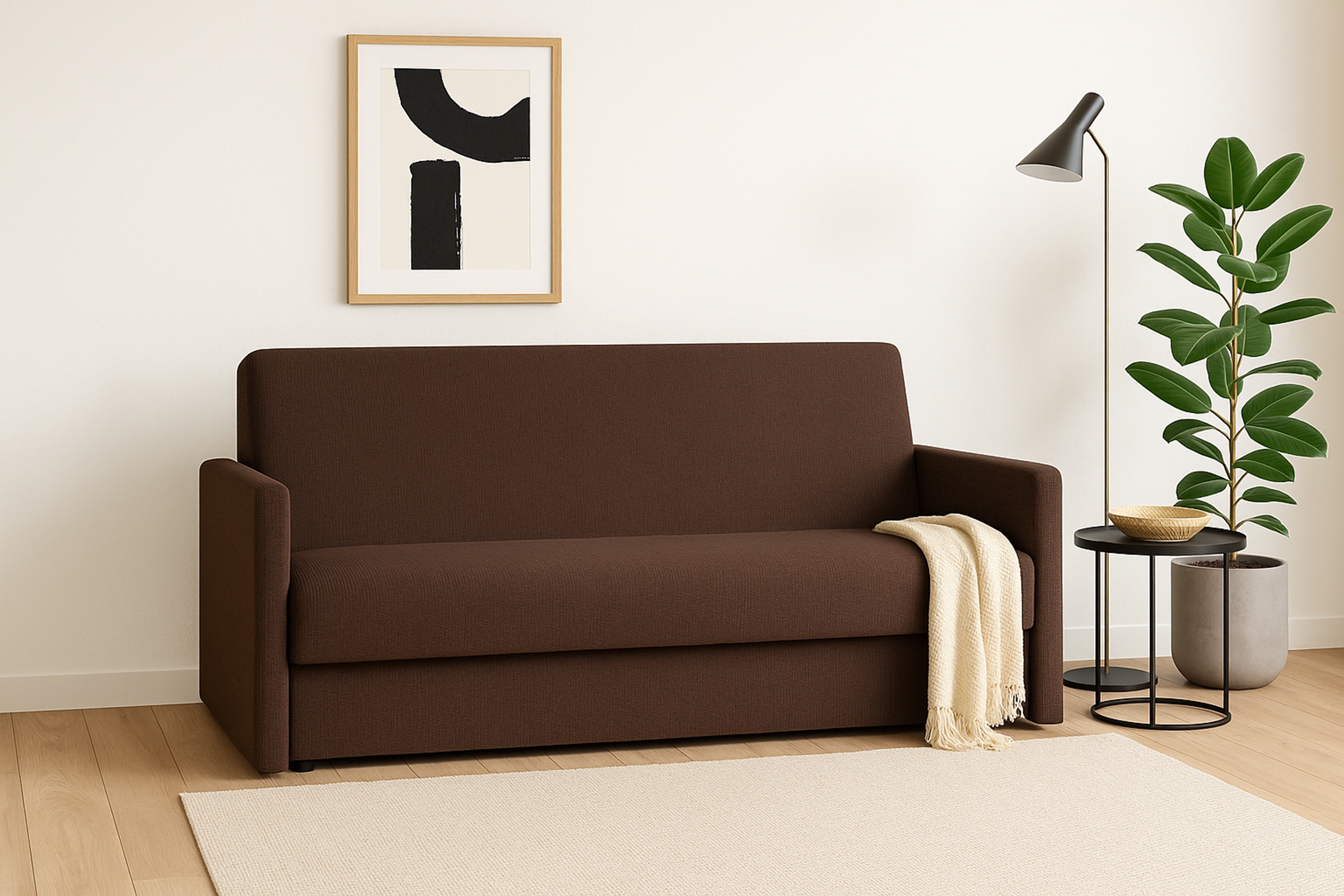 Rozkladacia pohovka Jolka 155 – hnedá pletenina Sunrise 33 Pohovka Amerika Jolka 155 rozkladana - Hnedá plecionka Sunrise 33 