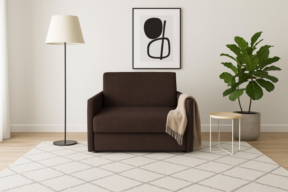 Rozkladacia pohovka Jolka 85 – hnedá pletenina Sunrise 33 Pohovka Amerika Jolka 85 rozkladana - Hnedá plecionka Sunrise 33