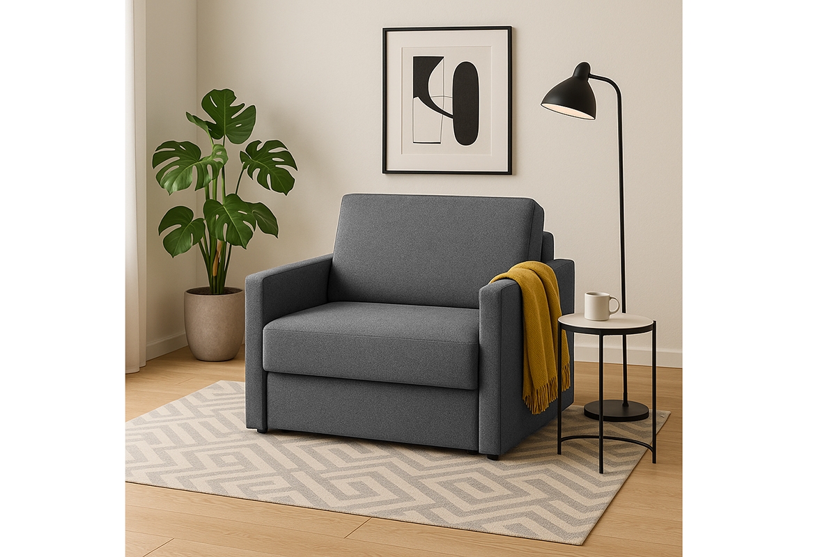 Rozkládací pohovka Jolka 85 cm - šedá Flash 17 Pohovka Amerykanka Jolka 85 rozkladana - šedá plecionka Flash 17