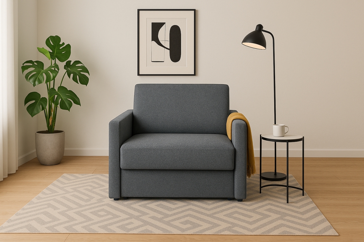 Rozkládací pohovka Jolka 85 cm - šedá Flash 17 Pohovka Amerykanka Jolka 85 rozkladana - šedá plecionka Flash 17