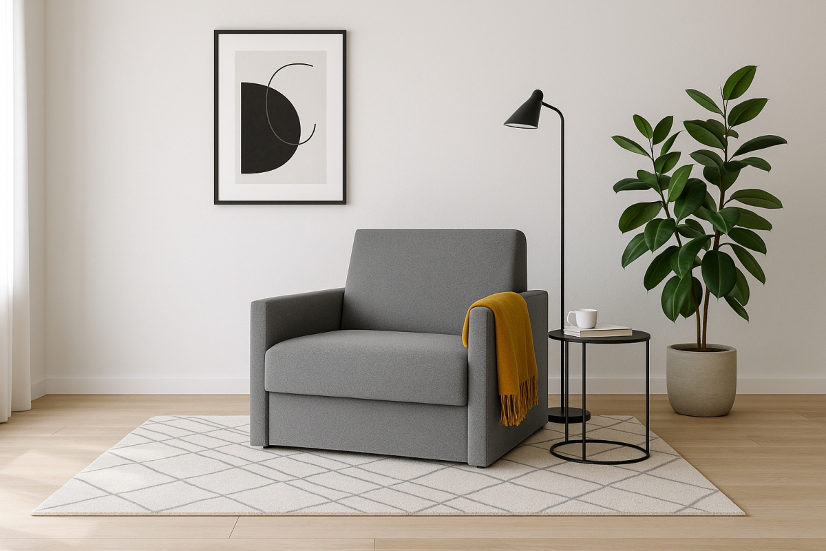 Rozkladacia pohovka Jolka 85 – sivá pletenina Porto 34 Pohovka Amerika Jolka 85 rozkladana - šedá plecionka Porto 34