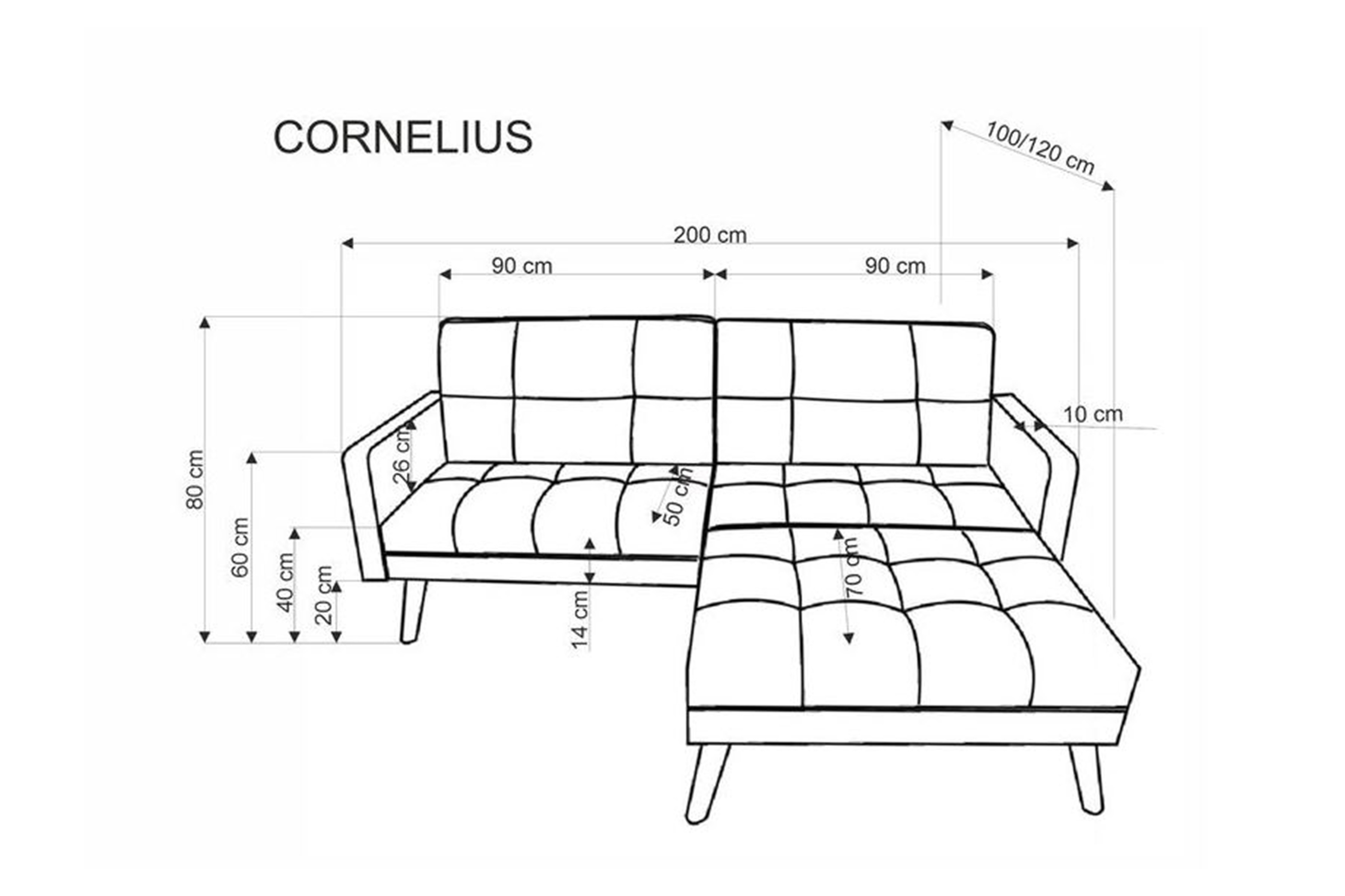 Pohovka Cornelius s podnožkou - popelavá Pohovka Cornelius z podnozkiem - popelavá