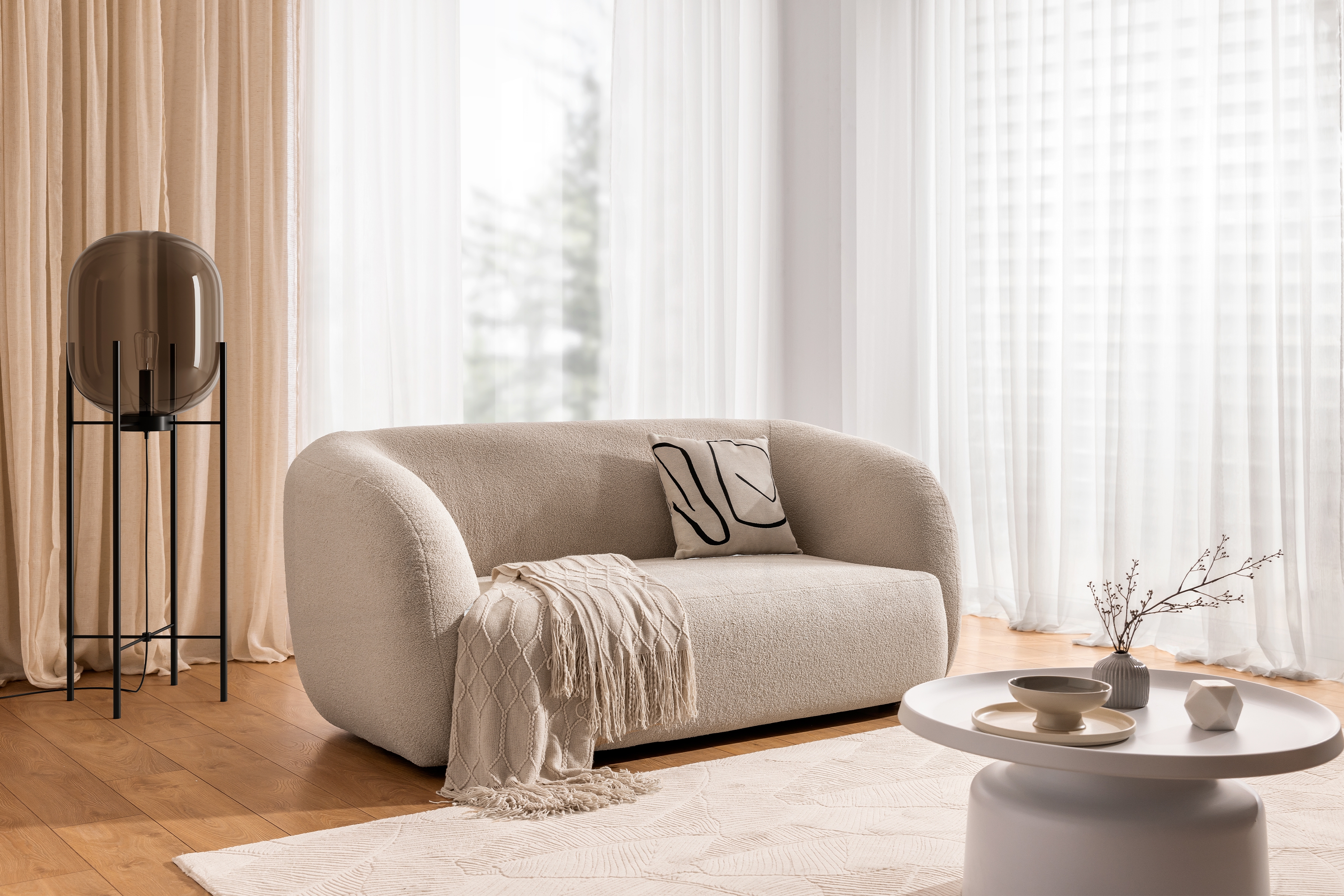 Pohovka Dalin II - béžová boucla Lambi 5 Pohovka do obývacího pokoje Dalin II - béžová boucla Lambi 5