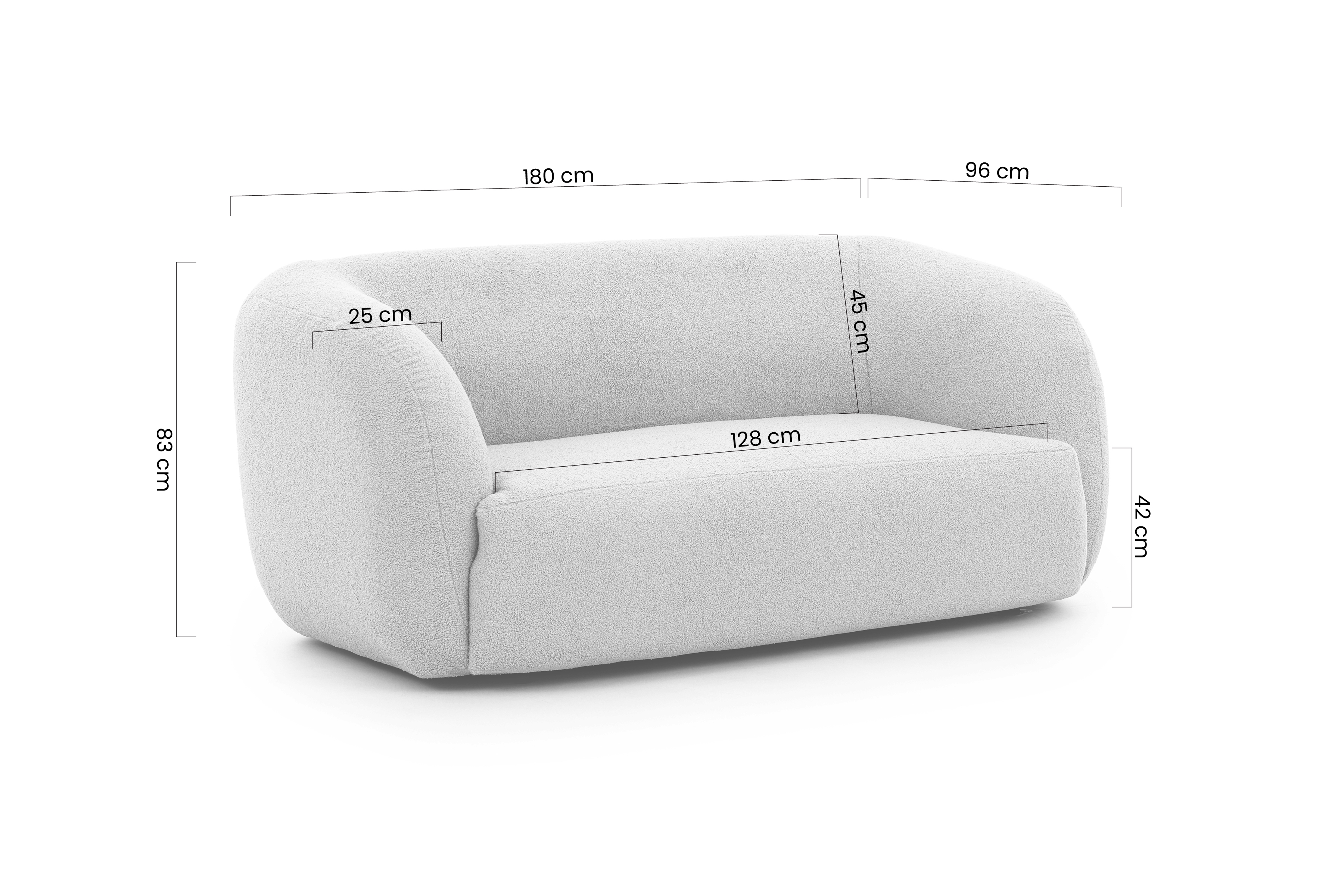 Pohovka Dalin II - sivá boucla Lambi 11 Pohovka do obývacej izby Dalin II - popielata boucla Lambi 11