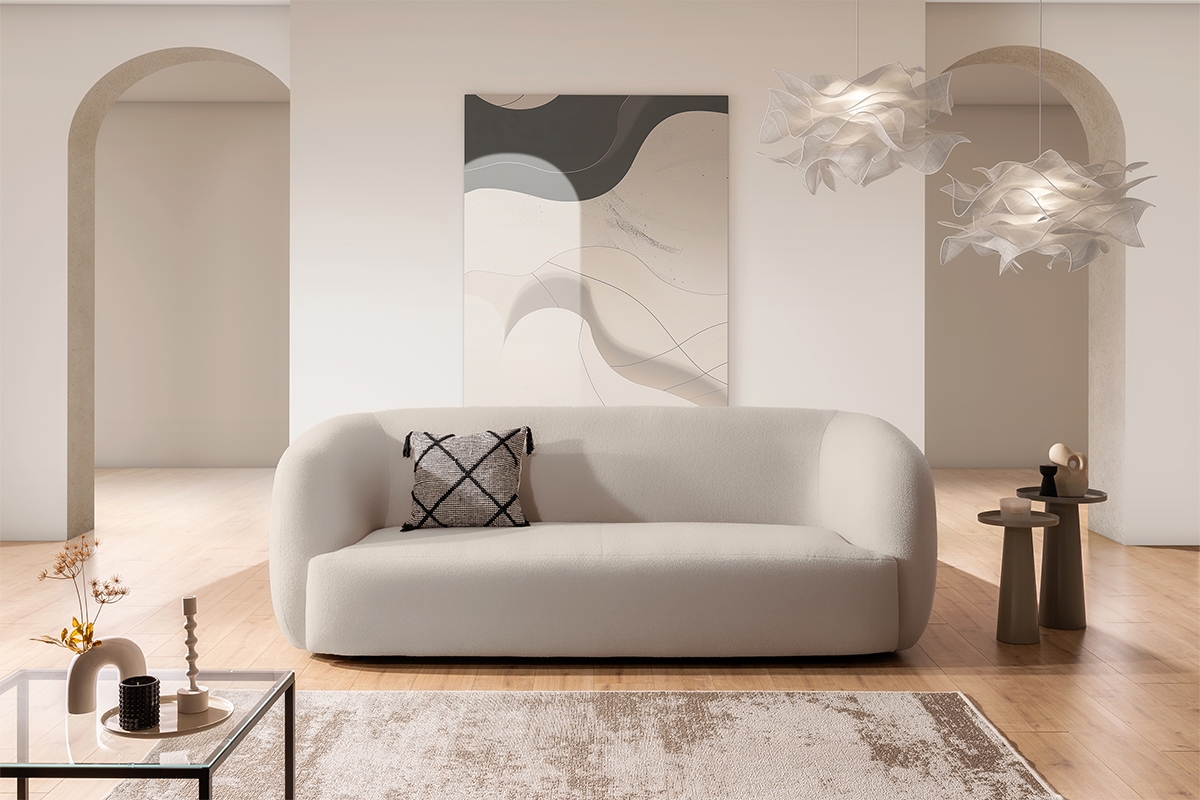 Pohovka Dalin III - béžová pletená látka Ado 1601 Halva Pohovka do obývacej izby Dalin III  - Béžová plecionka Ado 1601 Halva