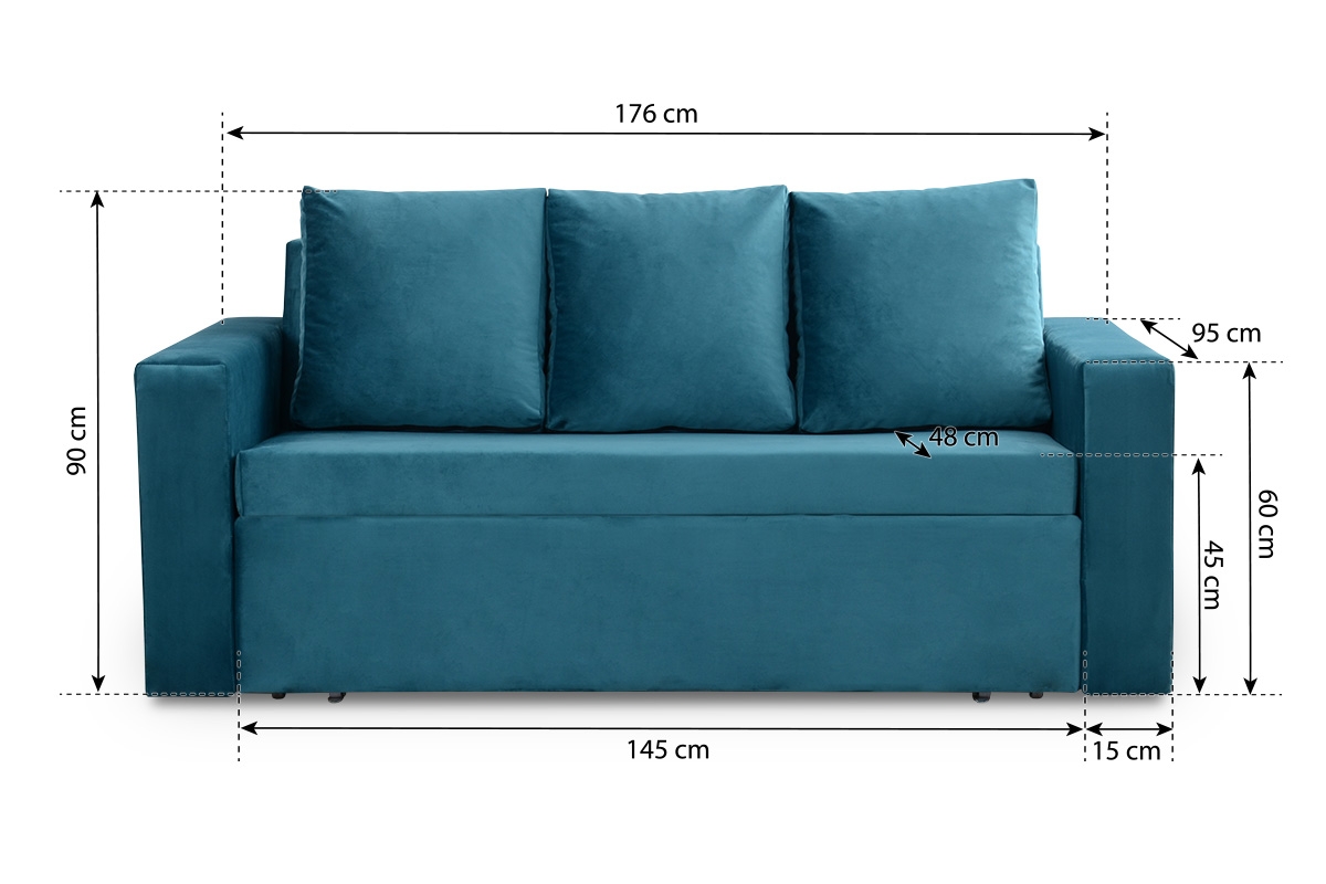 Pohovka do obývačky Wiktoria III Pohovka do salonu Wiktoria III - wymniary