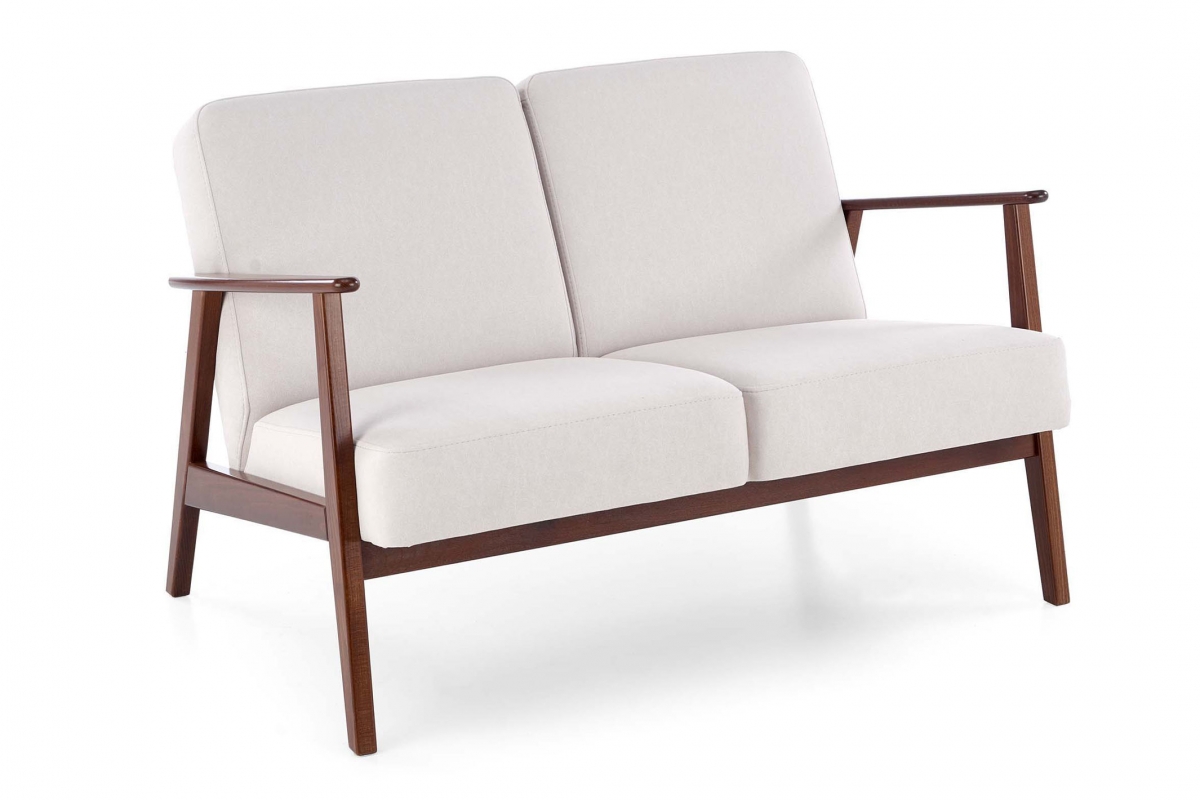 Dvoumístná pohovka Milano 2S - světlý béžový samet Castel 04 / nožky tmavý ořech Pohovka dvoumístná Milano 2S - světlý béžová samet Castel 04 / tmavý ořech