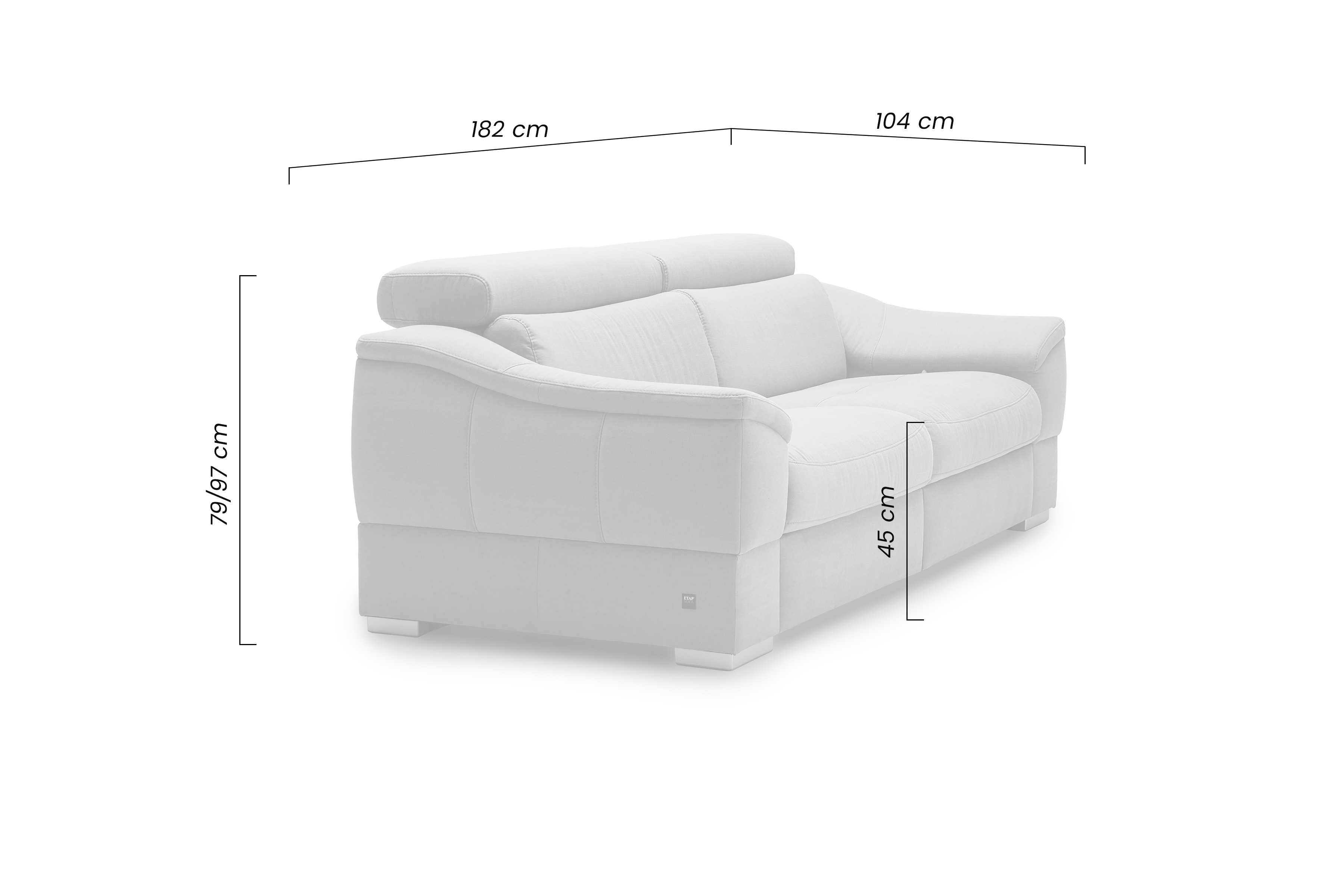 Relaxační pohovka Urbano 2RF s manuální ovládání Pohovka dvoumístná Urbano z manualna funkcja relaks