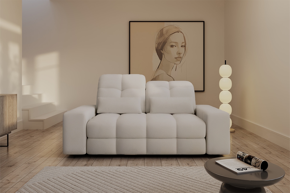 Elektrická dvoumístná pohovka Magnelio II - béžový samet Donna 6 Pohovka dvoumístná z elektricky wysuwanym sedadlem Magnelio II - béžová samet snadno čistitelný Donna 6