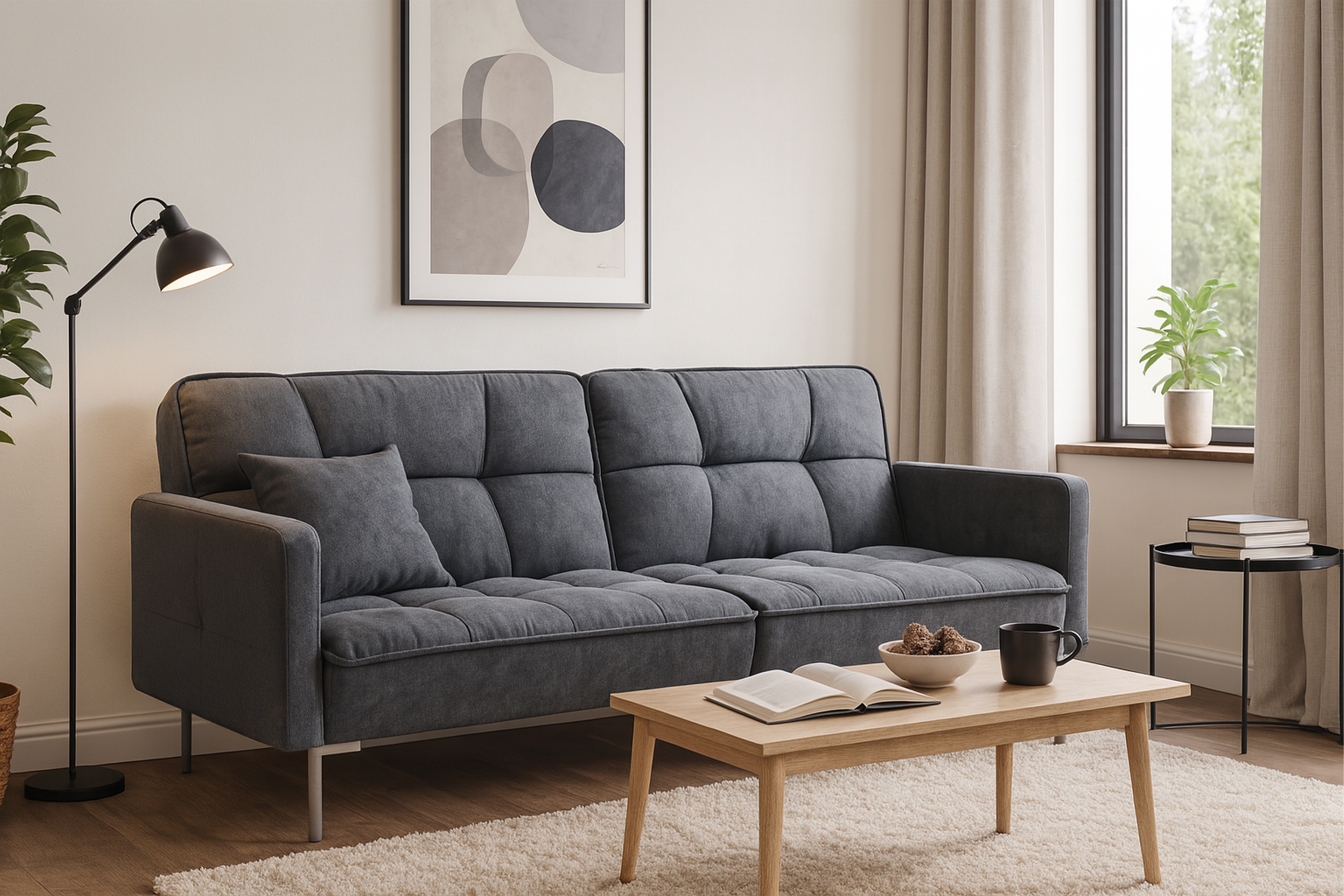 Trojmístná rozkládací pohovka Kitalio - popelavá Pohovka Kitalio rozkládací - popelavá