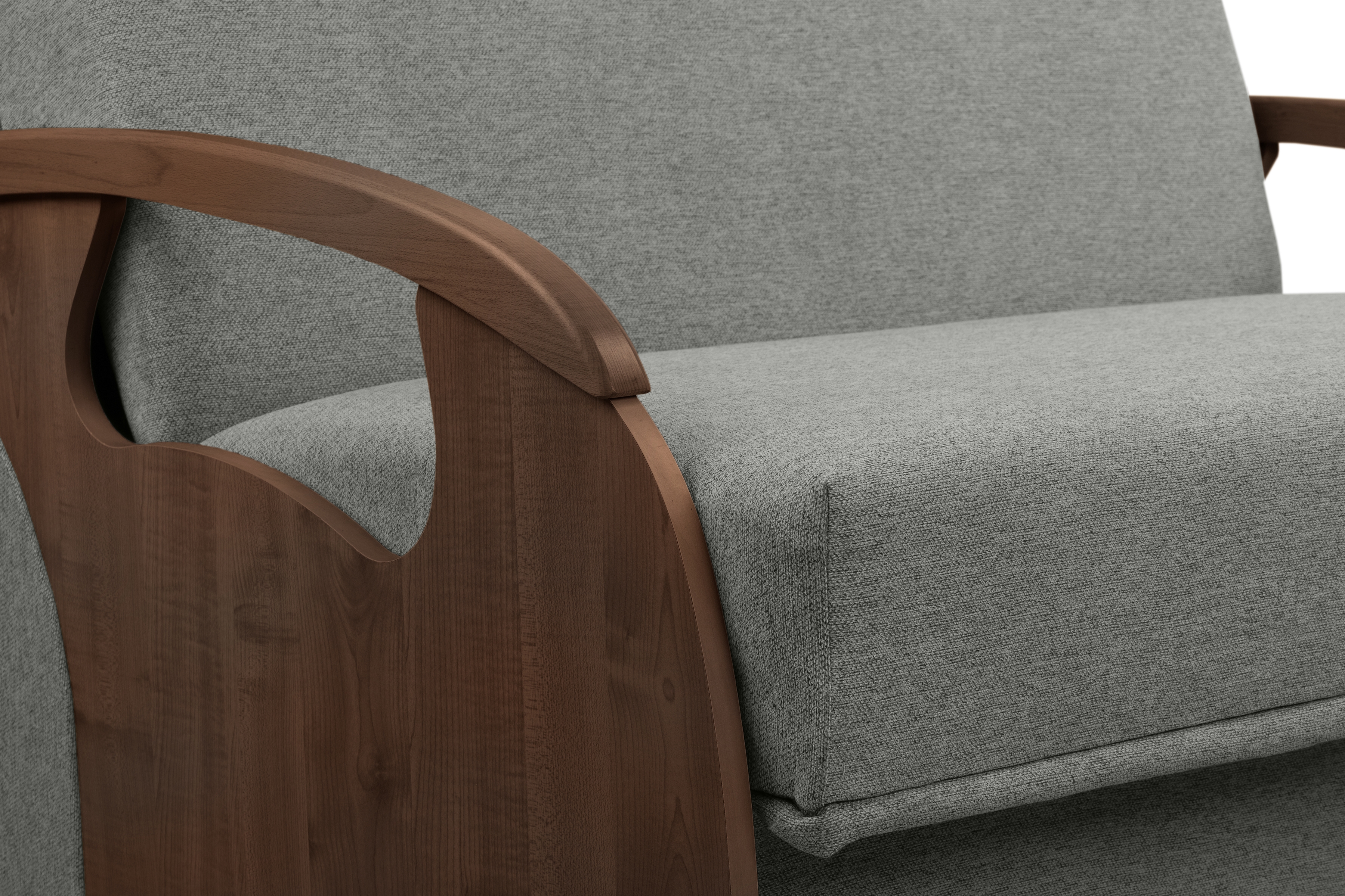 Rozkladacia pohovka Amerika Karmelita I - šedá pletenina Gemma 85 / orech Pohovka rozkladana Amerika Karmelita I - šedá plecionka Gemma 85 / sredni Orech 