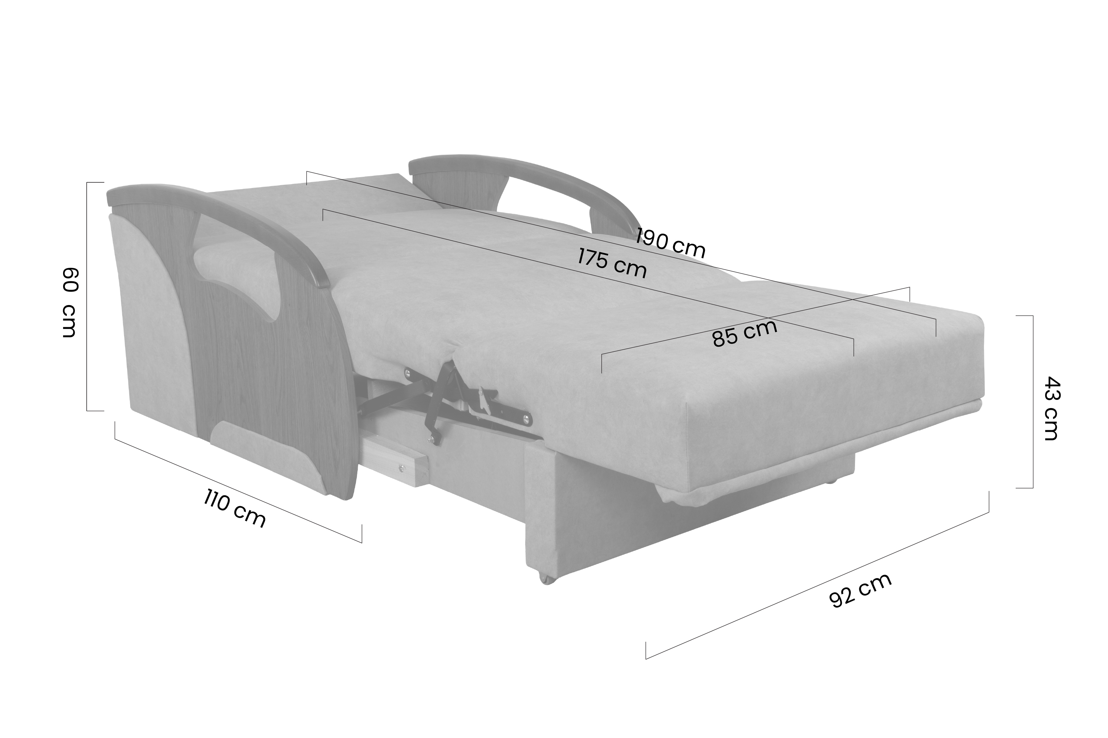 Rozkladacia pohovka Amerika Karmelita I - šedá pletenina Gemma 85 / orech Pohovka rozkladana Amerika Karmelita I - šedá plecionka Gemma 85 / sredni Orech