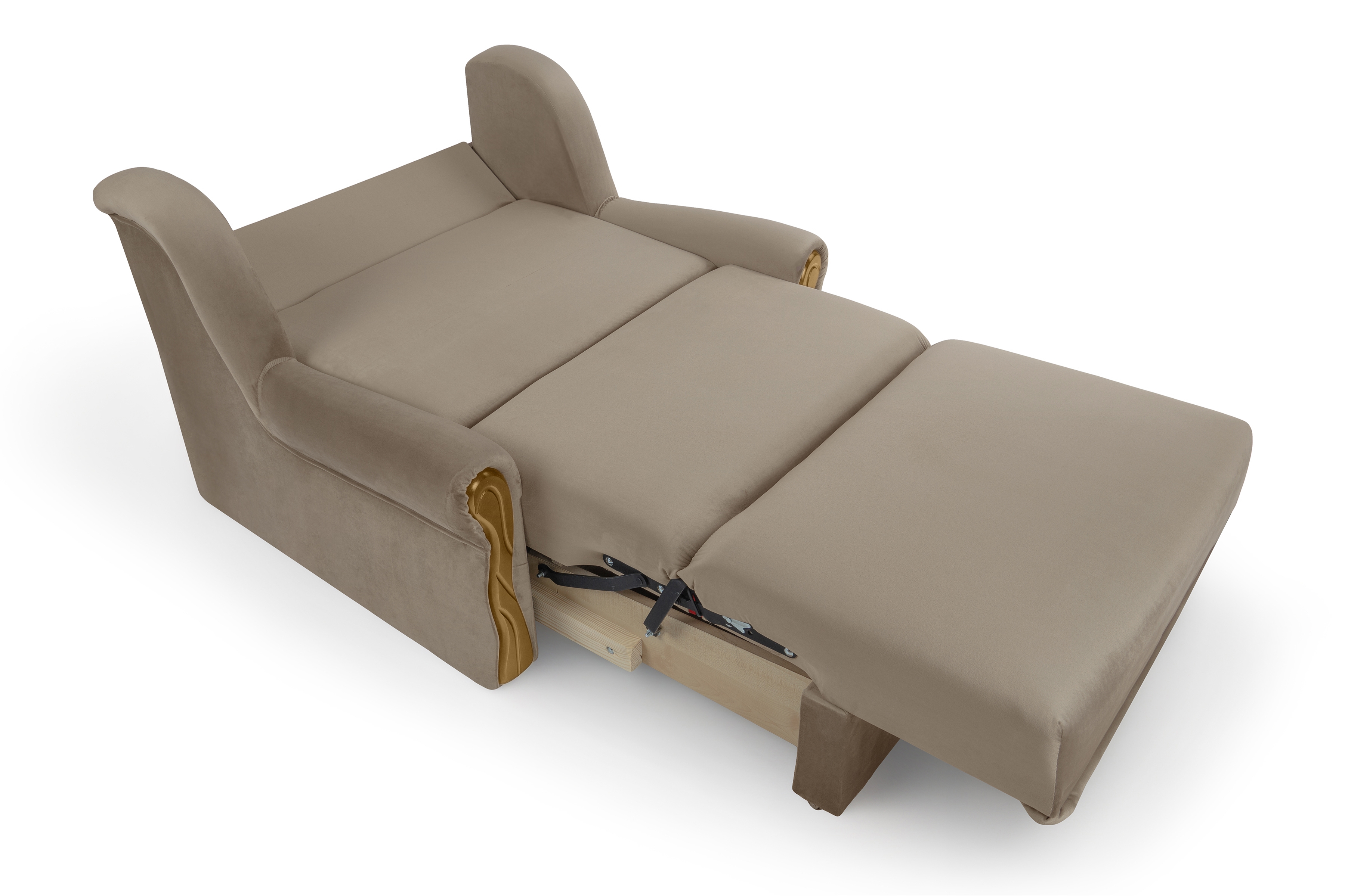 Rozkladacia pohovka s úložným priestorom Gosia 105 - béžový zamat Napoli 03 / svetlý rustikal Pohovka rozkladana Amerika s úložným priestorom Gosia 105 - béžový zamat Napoli 03 / svetlý Rustikálny