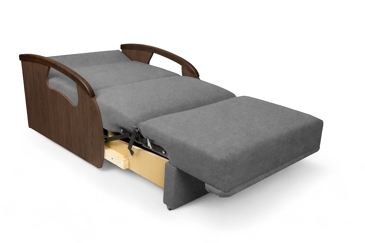 Rozkladacia pohovka Amerika Sonia I s úložným priestorom - sivý velúr Zetta 304 / stredný orech Pohovka rozkladana Amerika s úložným priestorom Sonia 85 - šedý welwet ľahkočistiaci Zetta 304 / sredni Orech 