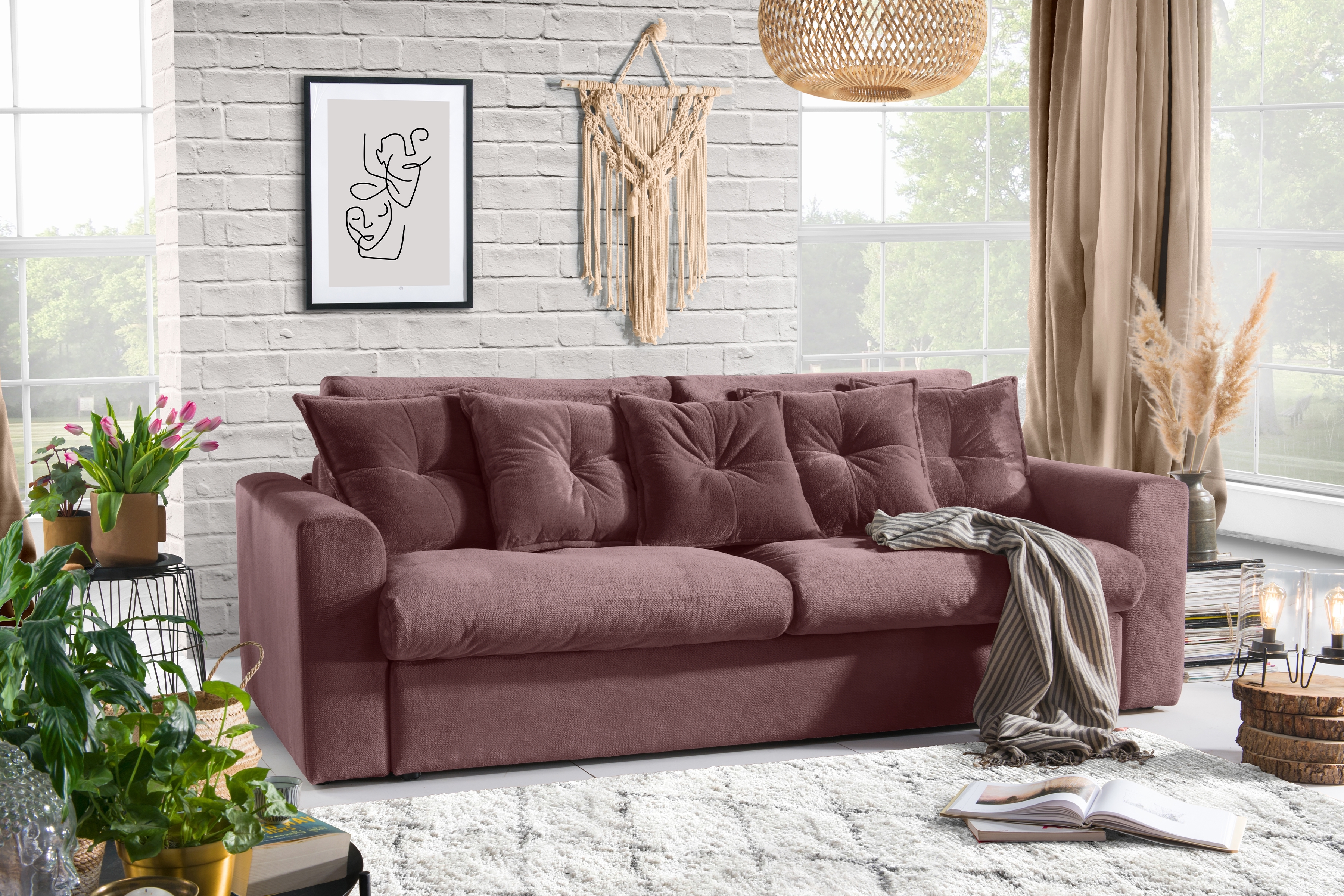 Rozkladacia pohovka do obývacej izby Sofia Mini - fialový plyš Sorriso 11 Pohovka rozkladana do obývacej izby Sofia Mini - fialový plusz Sorriso 11