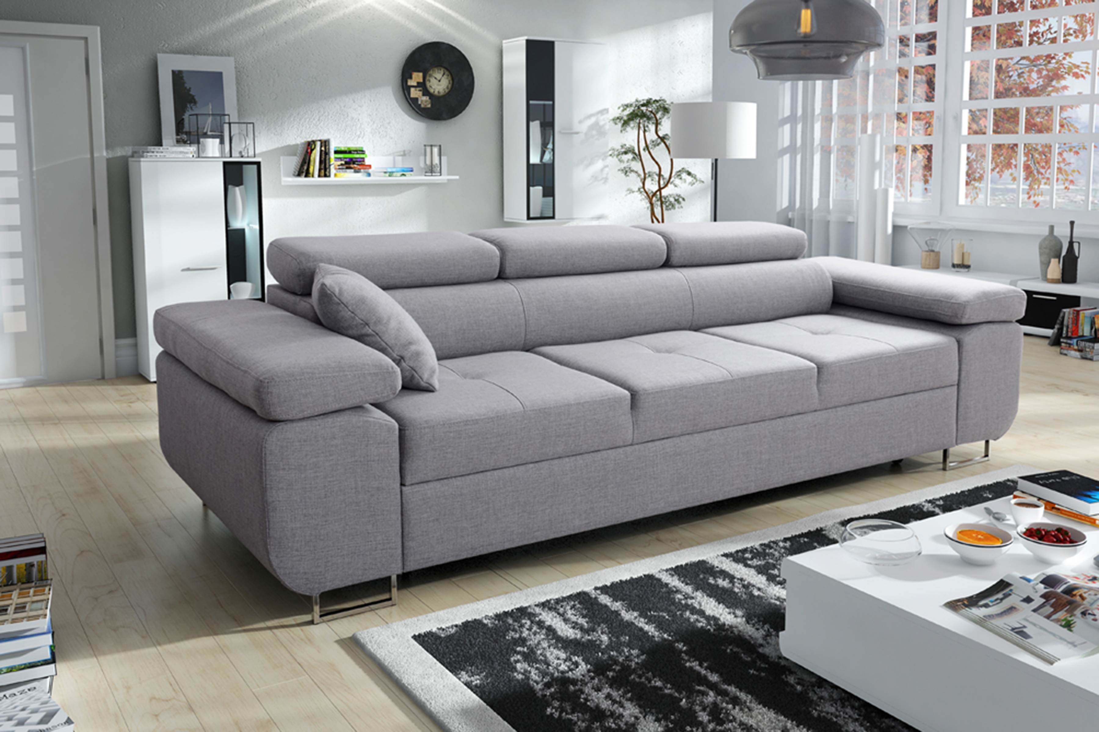 Rozkladacia trojpohovka Annabelle - chrómové nožičky Pohovka rozkladana do obývacej izby Annabelle