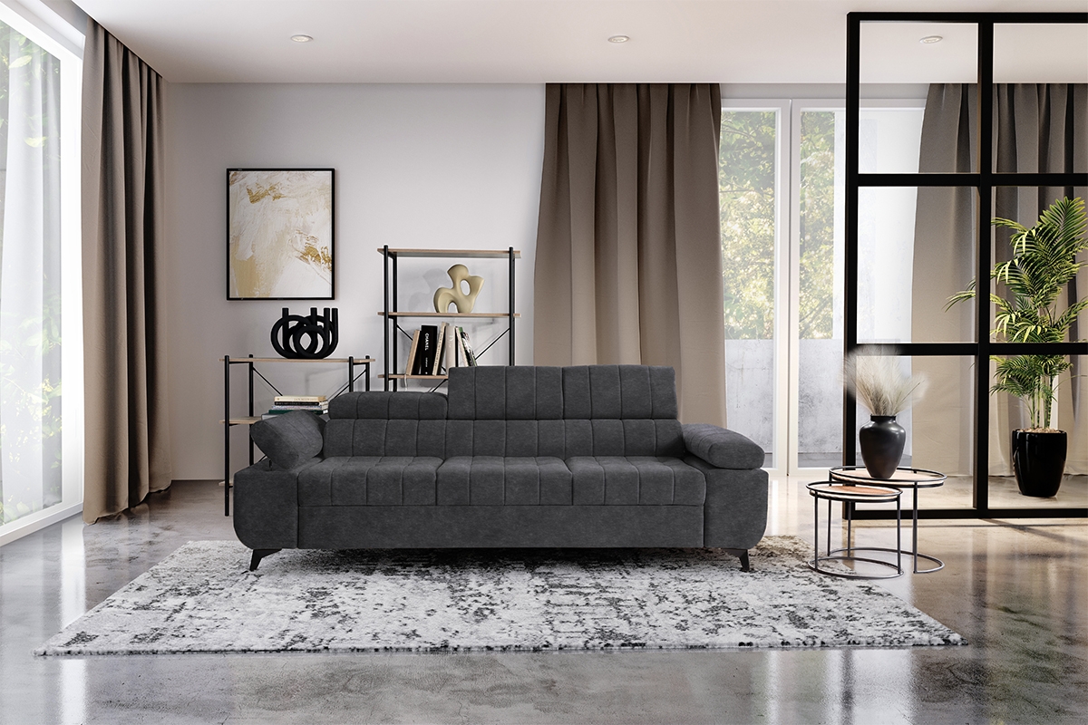 Rozkladacia pohovka Dragonis - grafitový ľahkočistiaci velúr Zetta 305 Pohovka rozkladana do obývacej izby Dragonis - Grafitový welwet ľahkočistiaci Zetta 305