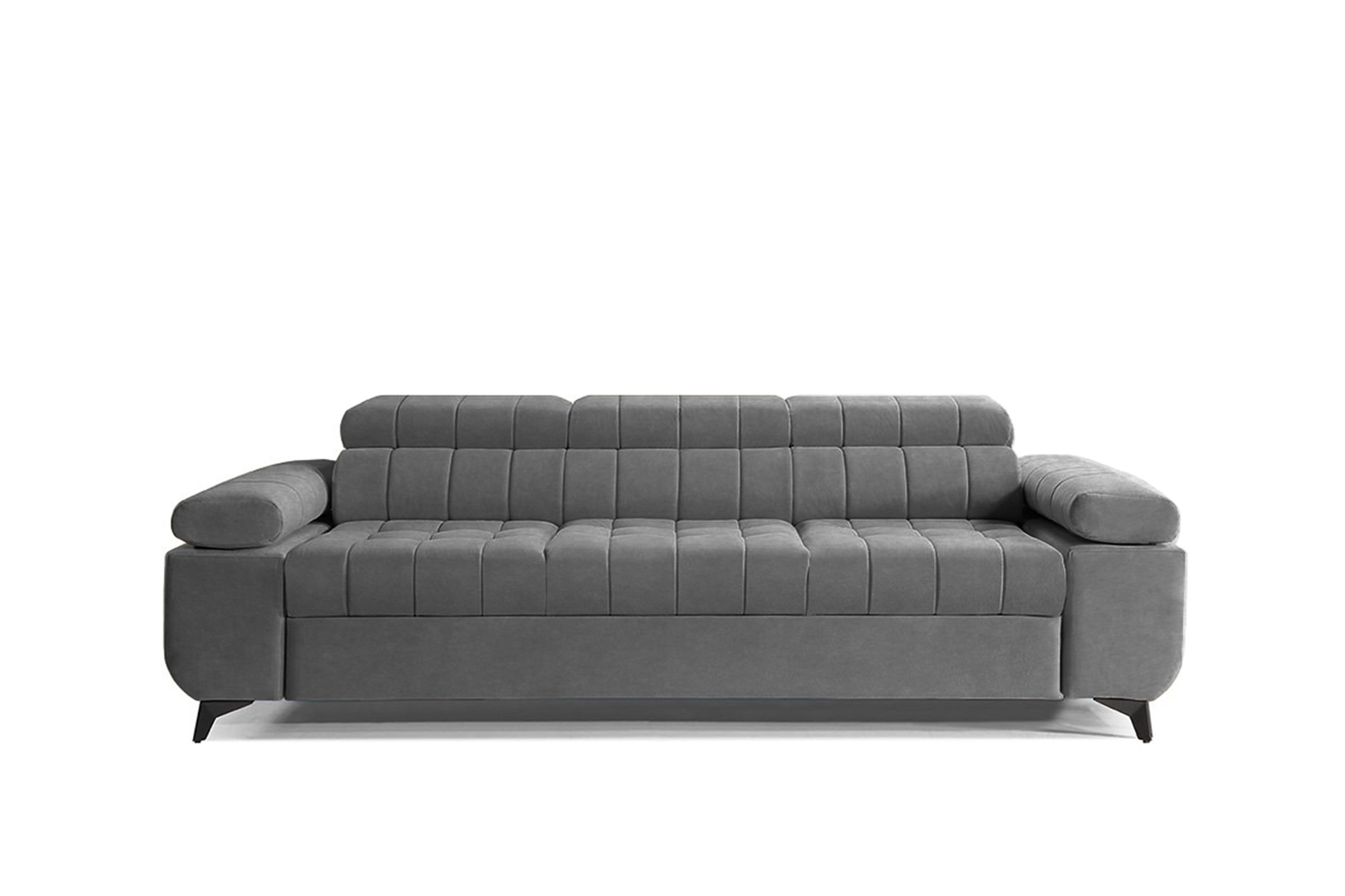 Rozkládací pohovka Dragonis do obývacího pokoje - šedý snadno čistitelný samet Zetta 304 Pohovka rozkladana pro obývacího pokoje Dragonis - šedá welwet latwoczyszczacy Zetta 304