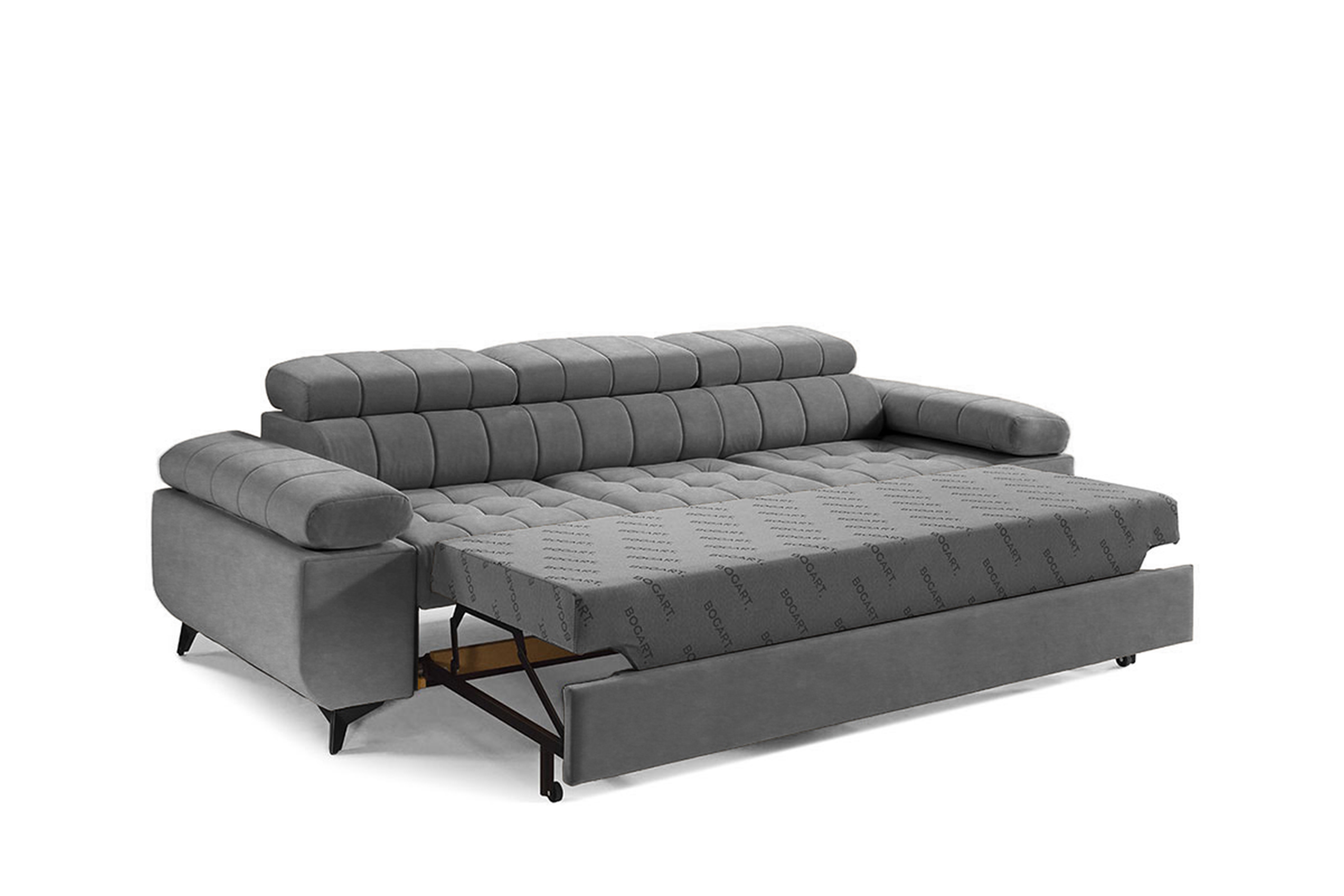 Rozkládací pohovka Dragonis do obývacího pokoje - šedý snadno čistitelný samet Zetta 304 Pohovka rozkladana pro obývacího pokoje Dragonis - šedá welwet latwoczyszczacy Zetta 304