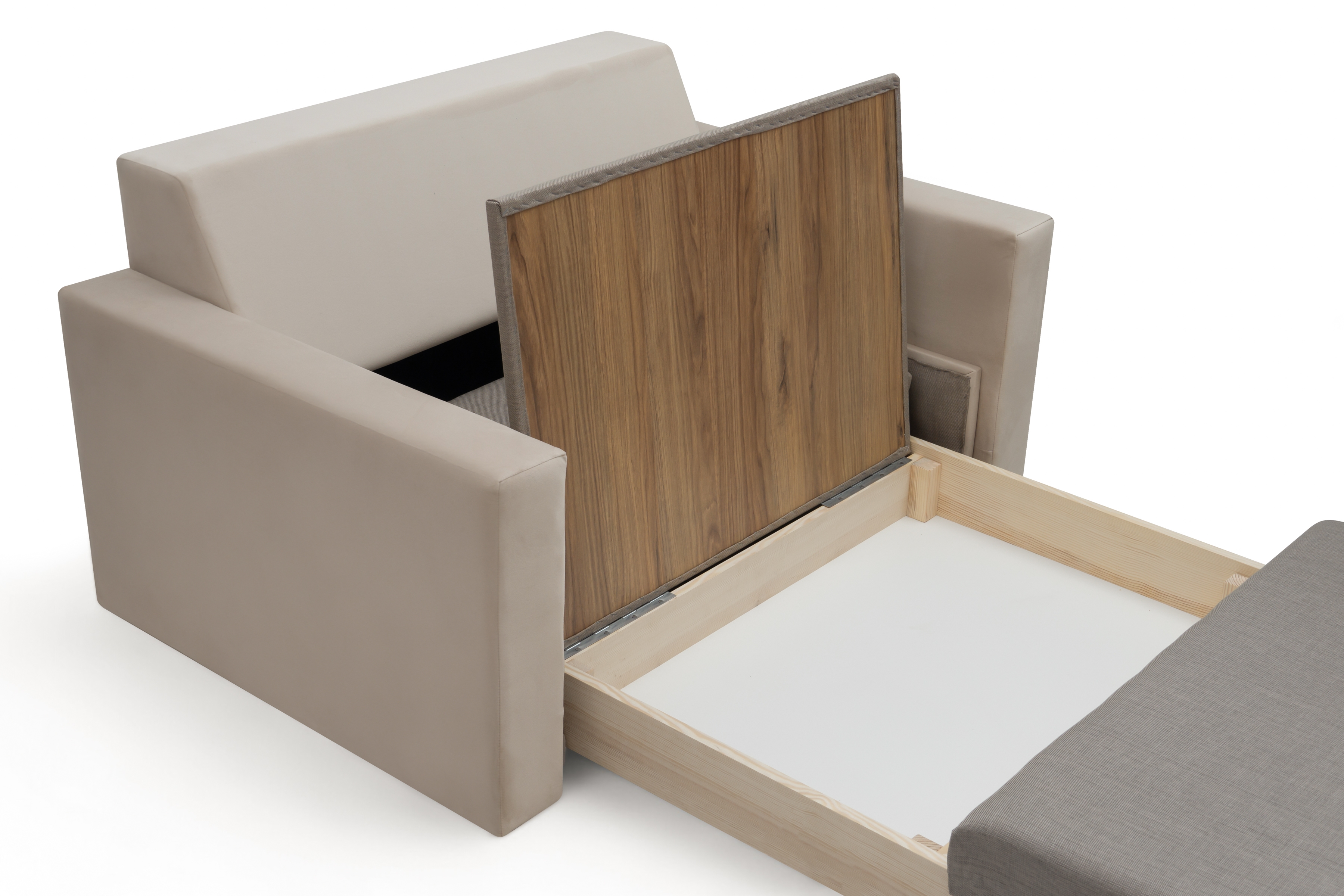 Rozkladacia dvojpohovka Anafia s úložným priestorom - béžový zamat Velluto 2 Pohovka rozkladana pre 2 osoby s úložným priestorom Anafia - béžový zamat Velluto 2 