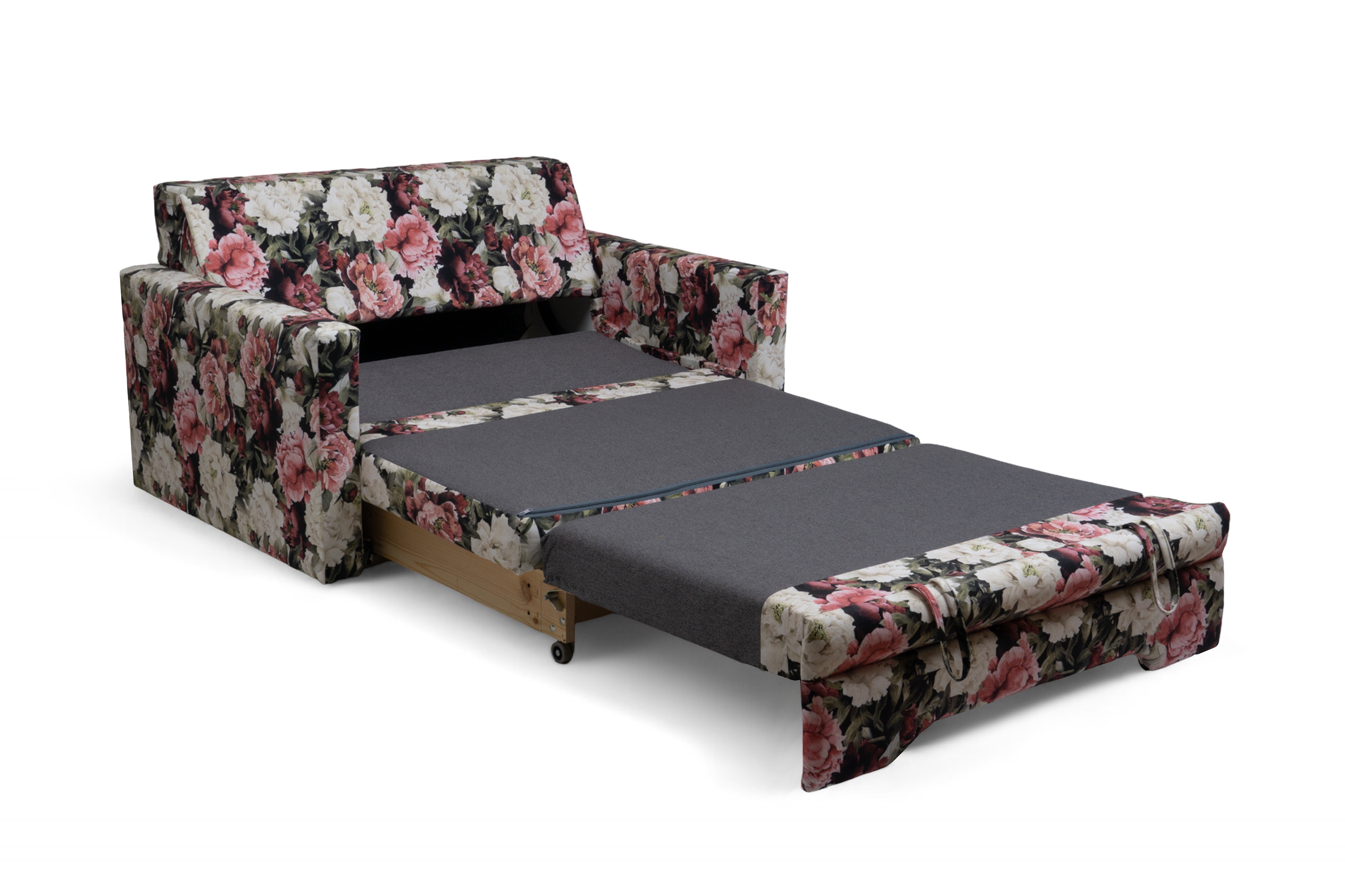 Dvoumístná rozkládací pohovka Anafia - květinový vzor Soft Piwonie 01 Pohovka rozkladana dvoumístná s úložným prostorem Anafia - potahová látka drukowana Soft Piwonie 01