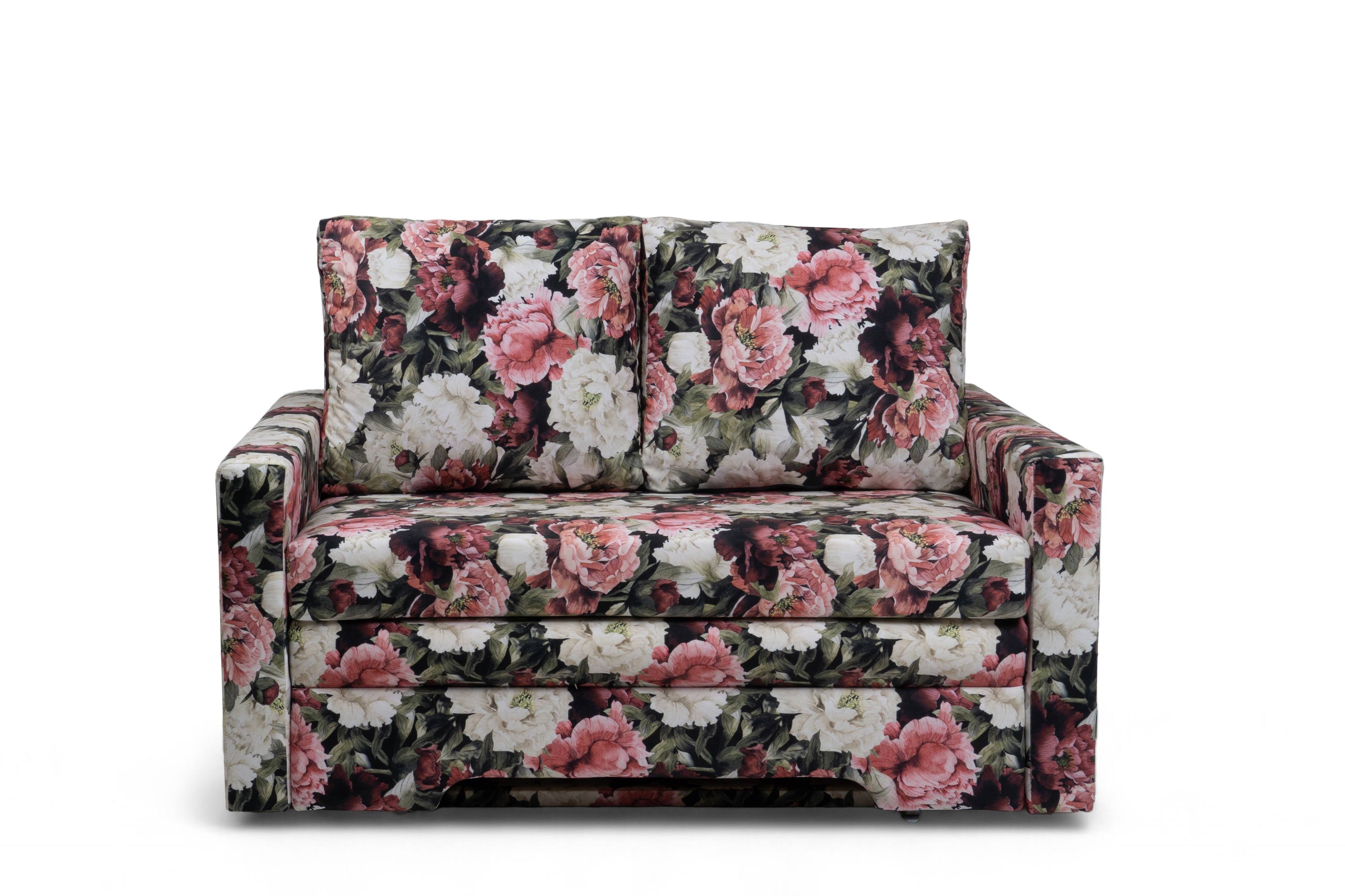 Dvoumístná rozkládací pohovka Anafia - květinový vzor Soft Piwonie 01 Pohovka rozkladana dvoumístná s úložným prostorem Anafia - potahová látka drukowana Soft Piwonie 01