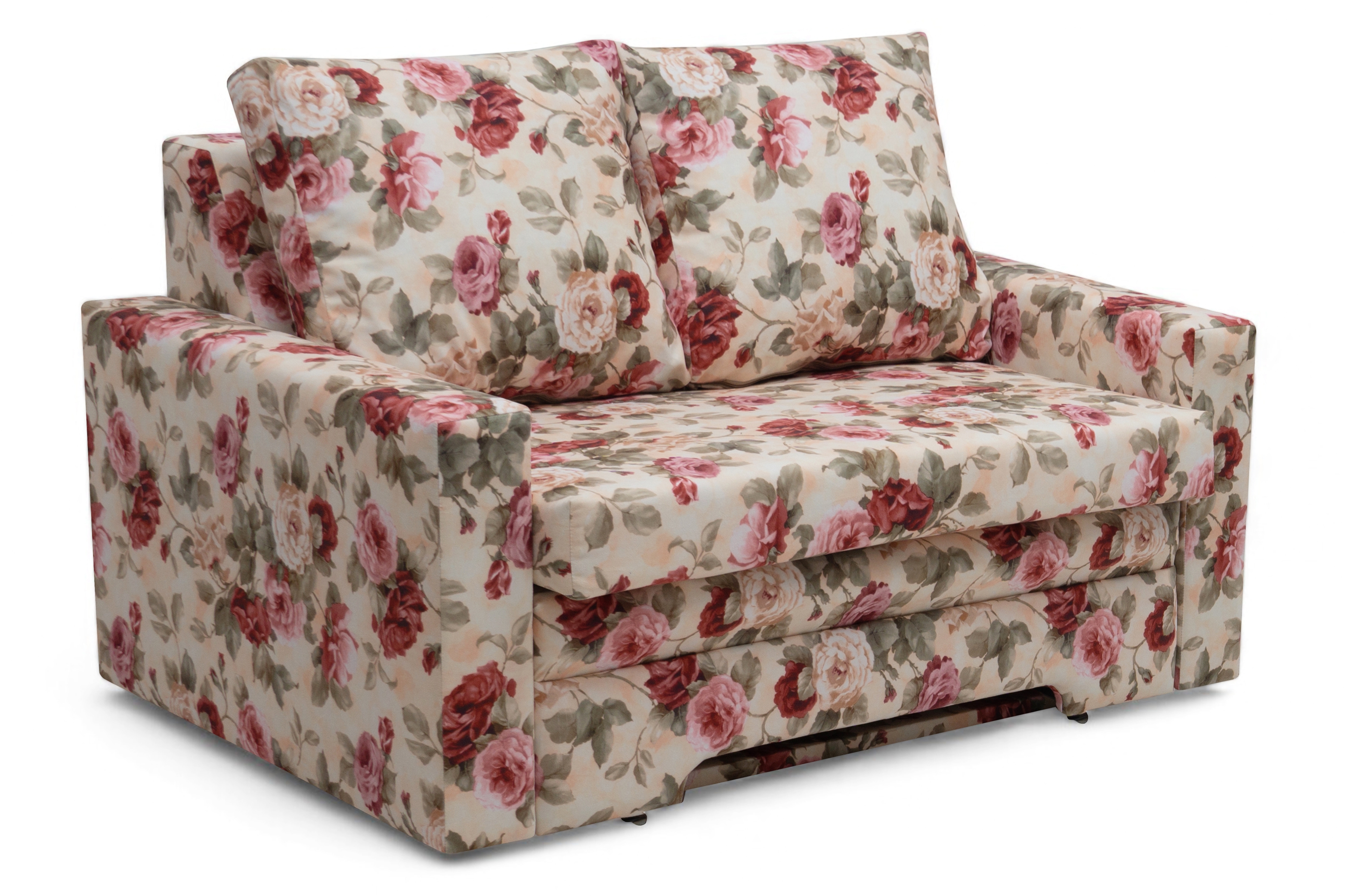 Rozkladacia dvojpohovka Anafia s úložným priestorom - kvetinový vzor Coral WM 82 Pohovka rozkladana pre 2 osoby s úložným priestorom Anafia - látka drukowana kvetinový vzor Coral WM 82