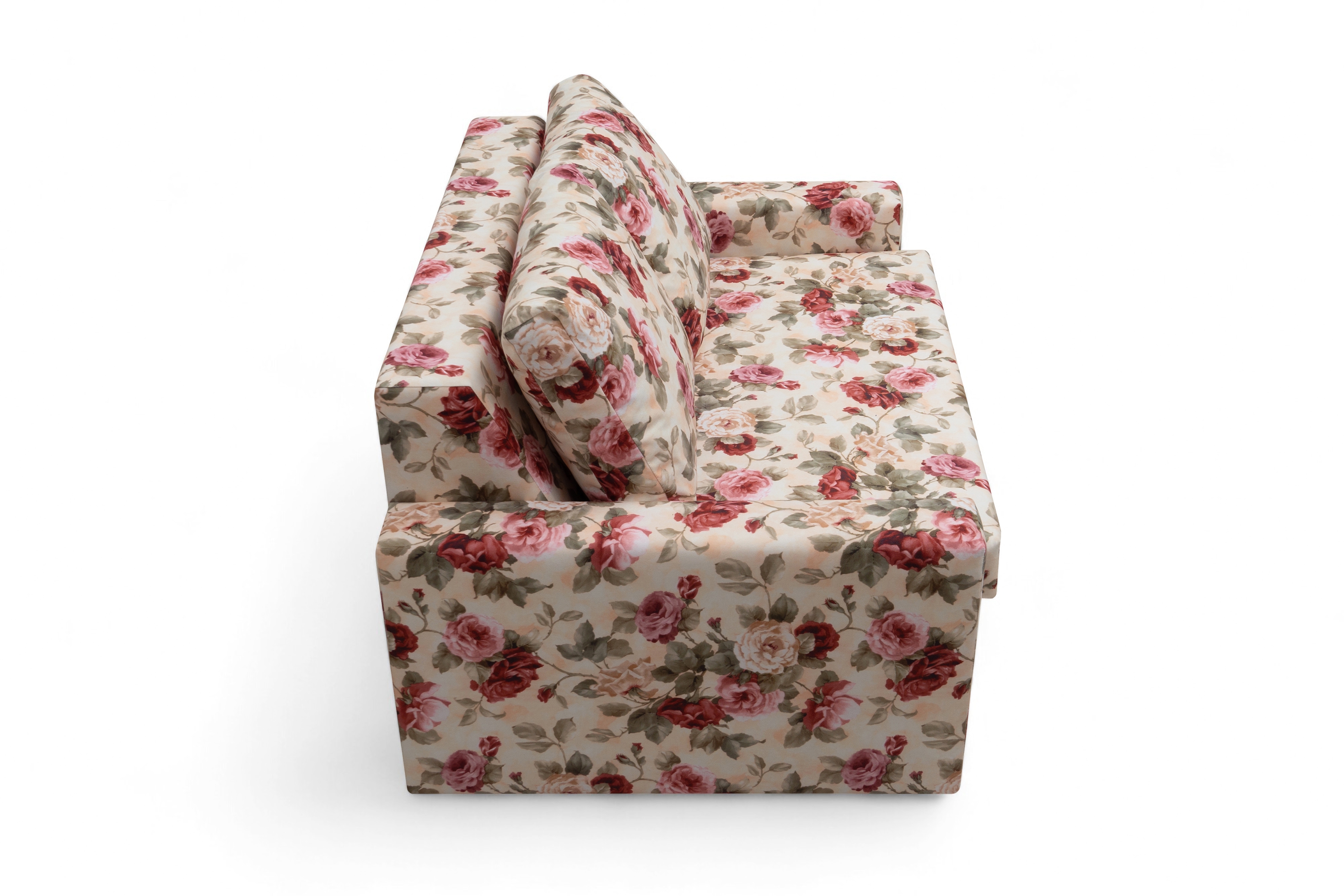 Rozkladacia dvojpohovka Anafia s úložným priestorom - kvetinový vzor Coral WM 82 Pohovka rozkladana pre 2 osoby s úložným priestorom Anafia - látka drukowana kvetinový vzor Coral WM 82