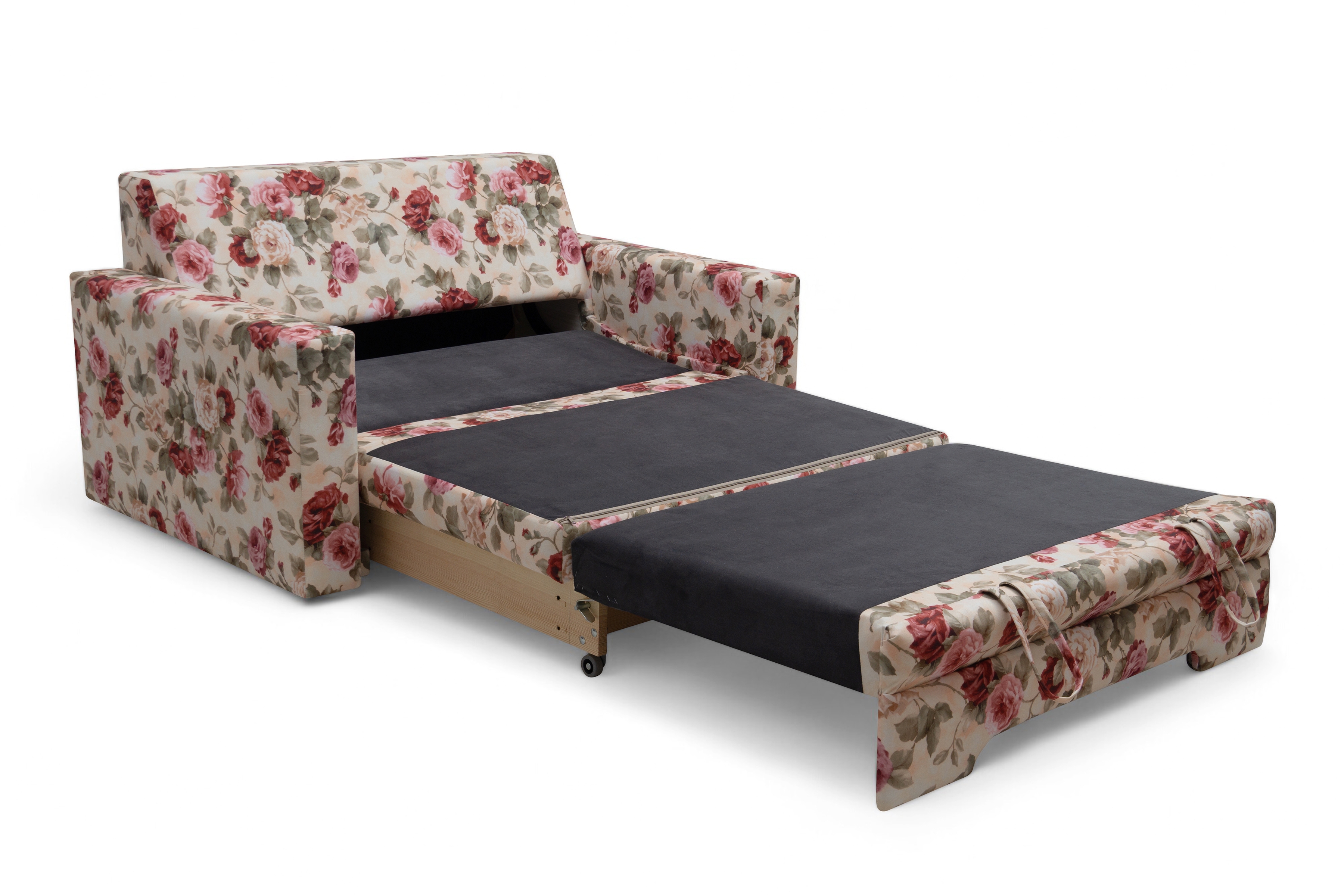 Rozkladacia dvojpohovka Anafia s úložným priestorom - kvetinový vzor Coral WM 82 Pohovka rozkladana pre 2 osoby s úložným priestorom Anafia - látka drukowana kvetinový vzor Coral WM 82