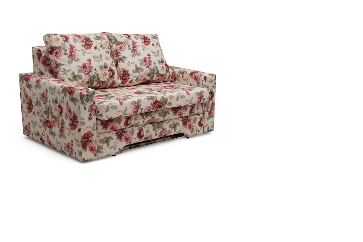 Rozkladacia dvojpohovka Anafia s úložným priestorom - kvetinový vzor Coral WM 82 Pohovka rozkladana pre 2 osoby s úložným priestorom Anafia - látka drukowana kvetinový vzor Coral WM 82