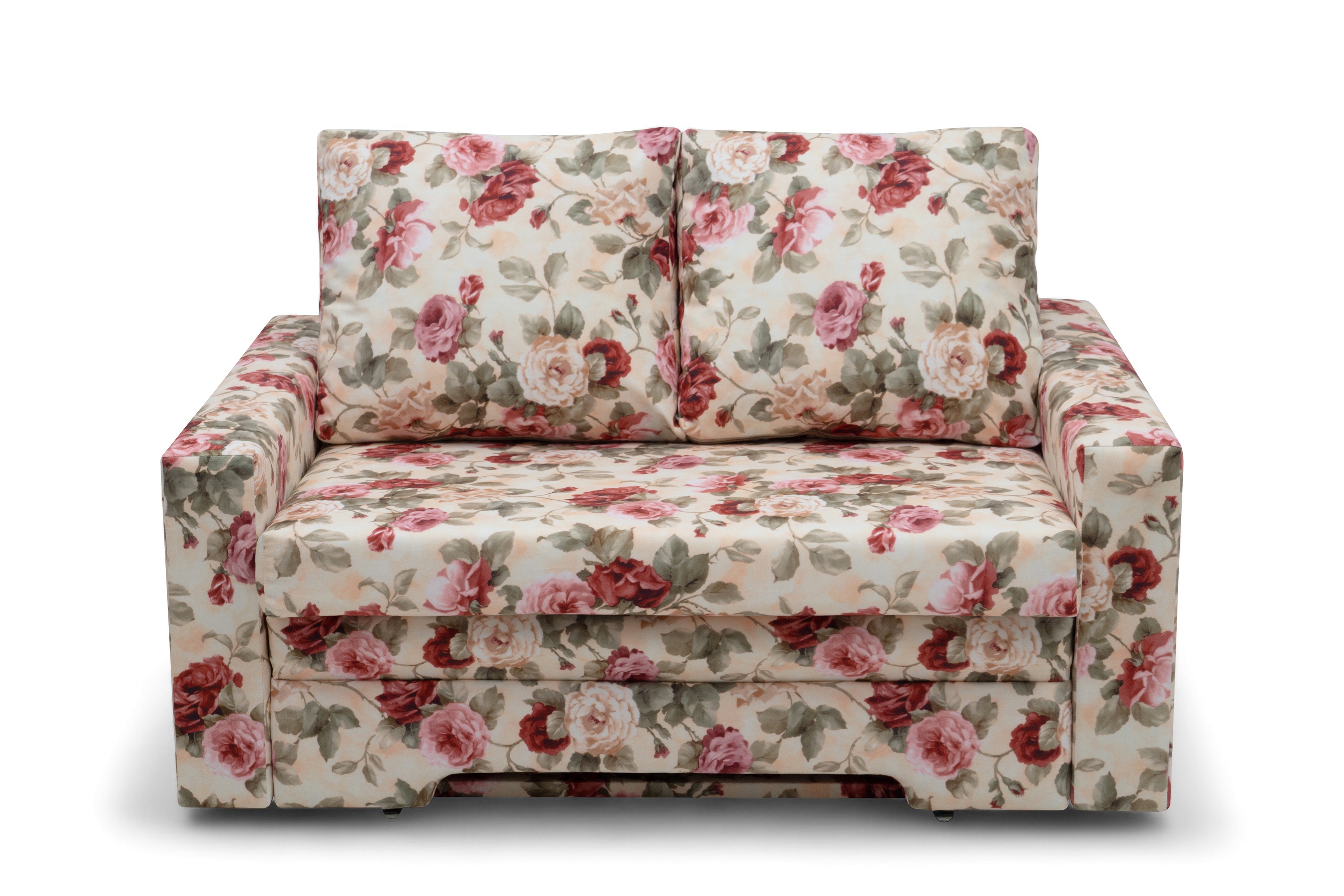 Rozkladacia dvojpohovka Anafia s úložným priestorom - kvetinový vzor Coral WM 82 Pohovka rozkladana pre 2 osoby s úložným priestorom Anafia - látka drukowana kvetinový vzor Coral WM 82