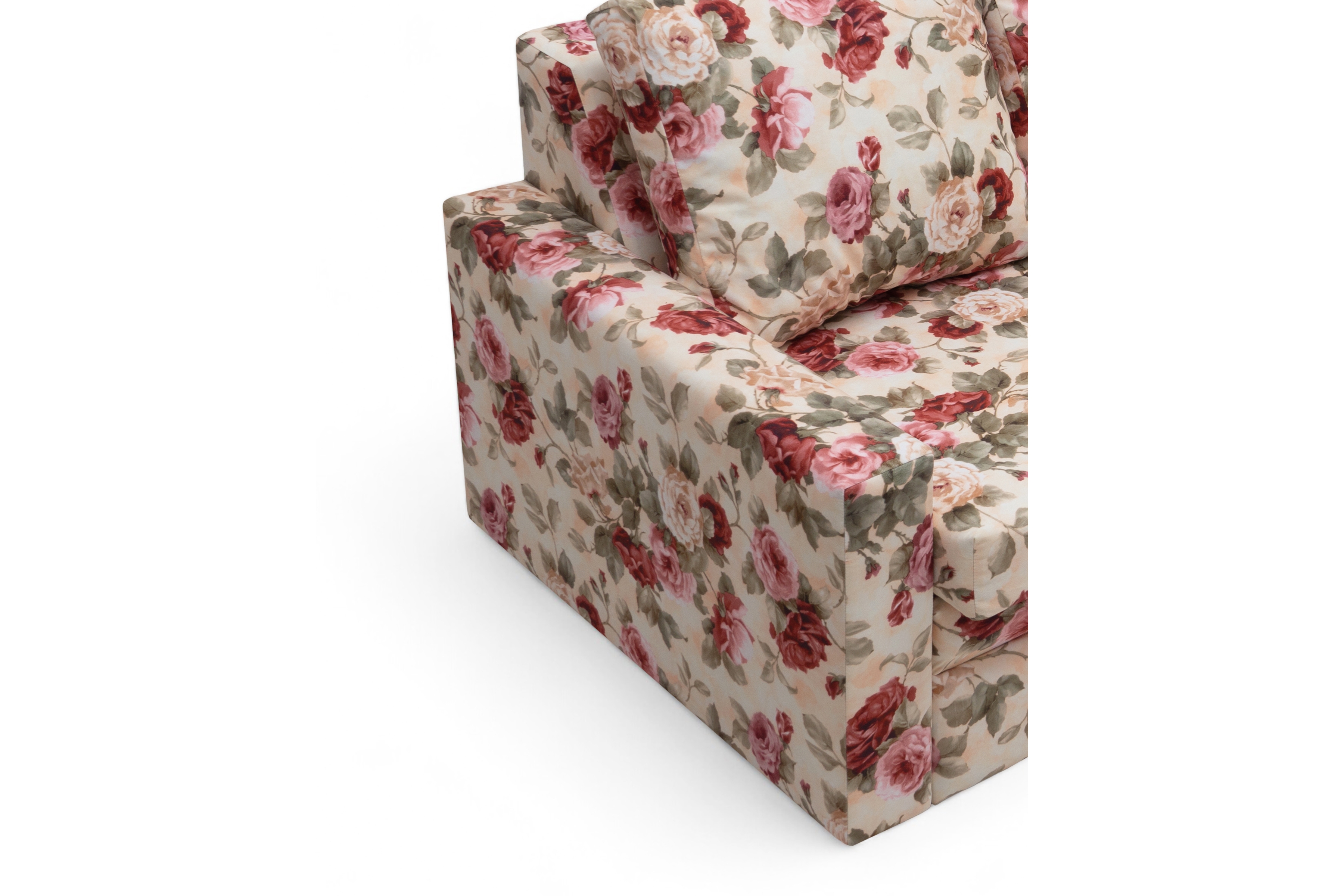 Rozkladacia dvojpohovka Anafia s úložným priestorom - kvetinový vzor Coral WM 82 Pohovka rozkladana pre 2 osoby s úložným priestorom Anafia - látka drukowana kvetinový vzor Coral WM 82