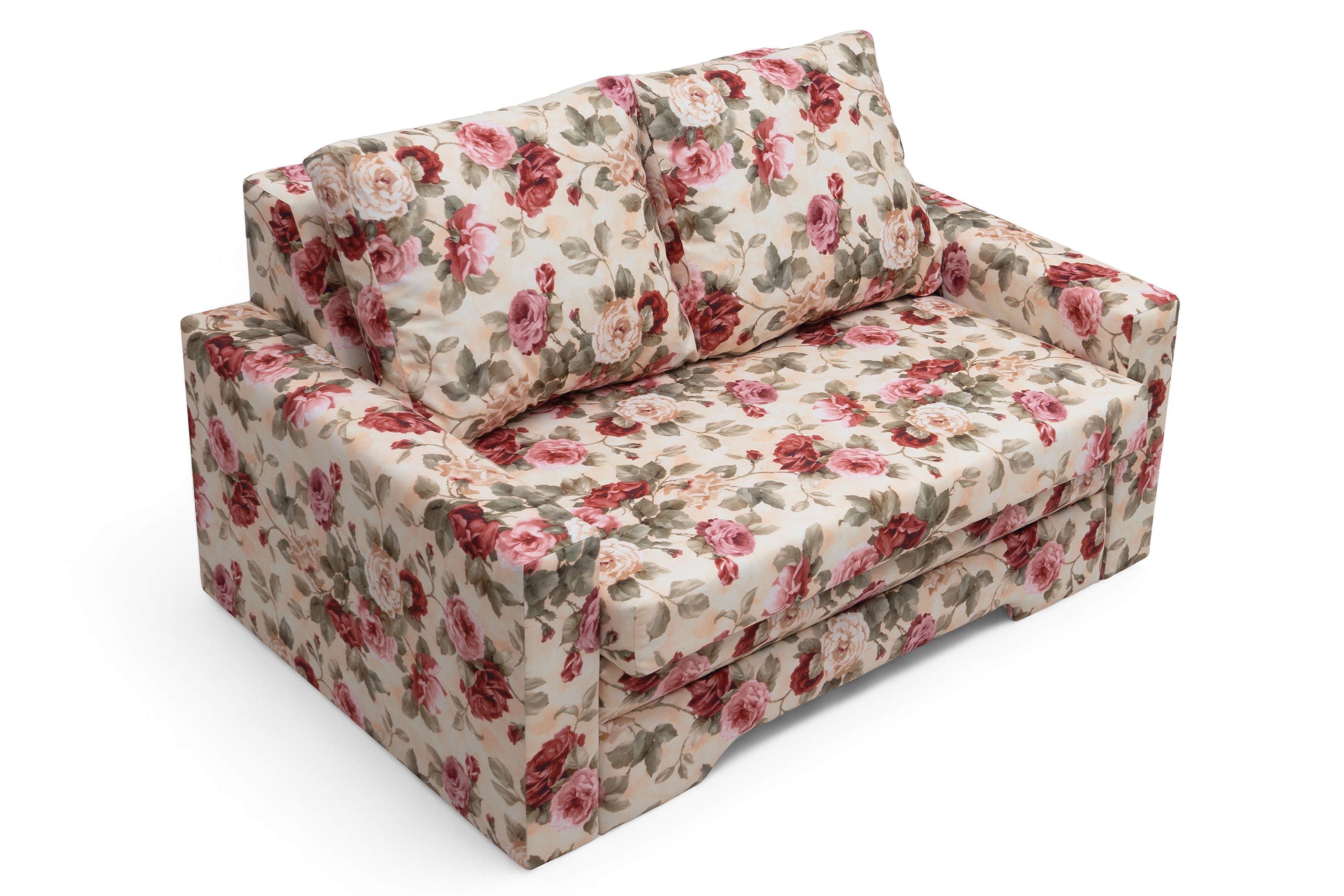 Rozkladacia dvojpohovka Anafia s úložným priestorom - kvetinový vzor Coral WM 82 Pohovka rozkladana pre 2 osoby s úložným priestorom Anafia - látka drukowana kvetinový vzor Coral WM 82