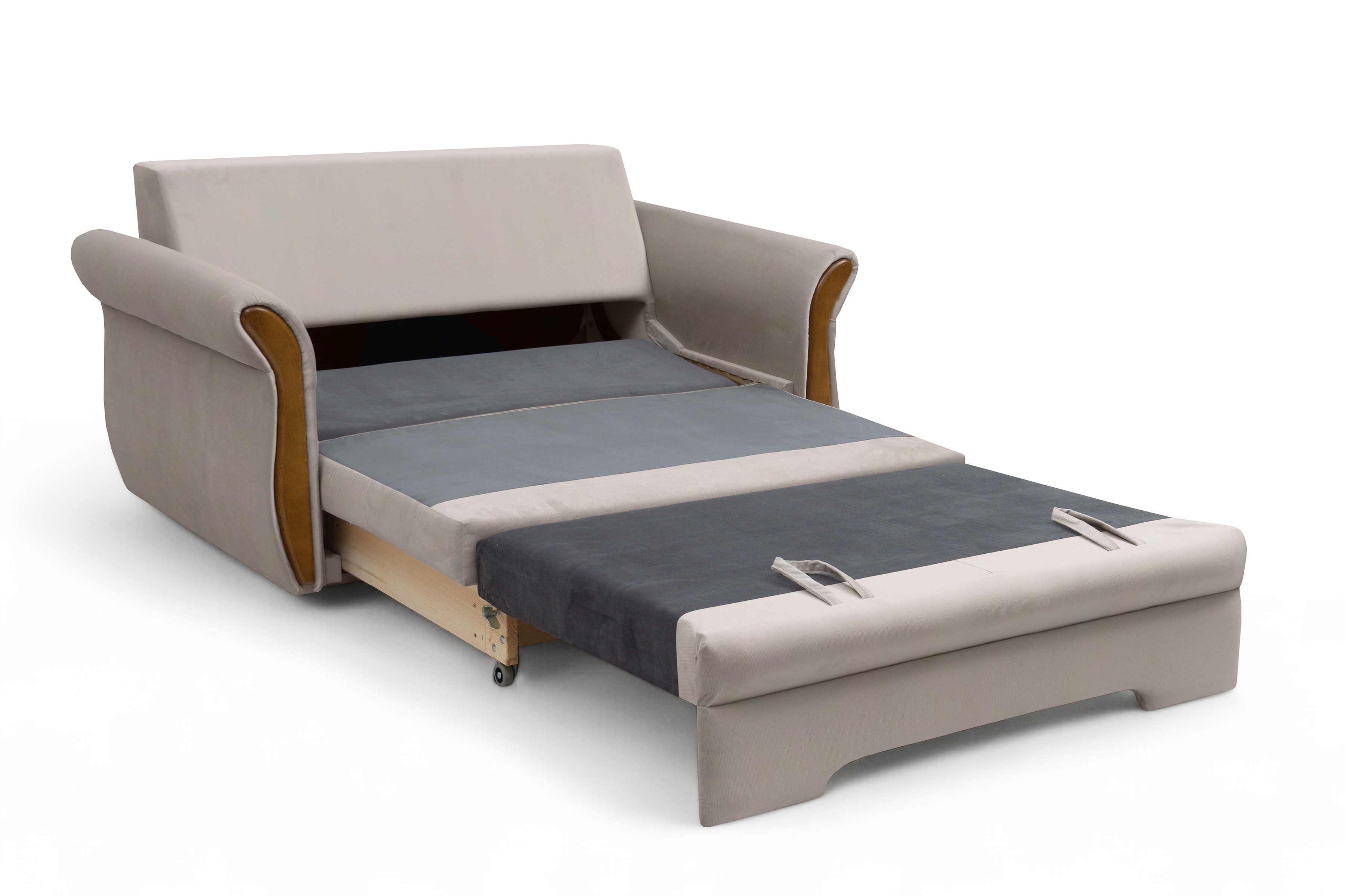 Rozkladacia pohovka pre 2 osoby Arlita s úložným priestorom - béžový welvet Paros 2 / svetlý rustikálny Gauč rozkladana pre 2 osoby s úložným priestorom Arlita - béžový welwet Paros 2 / svetlý Rustikálny 